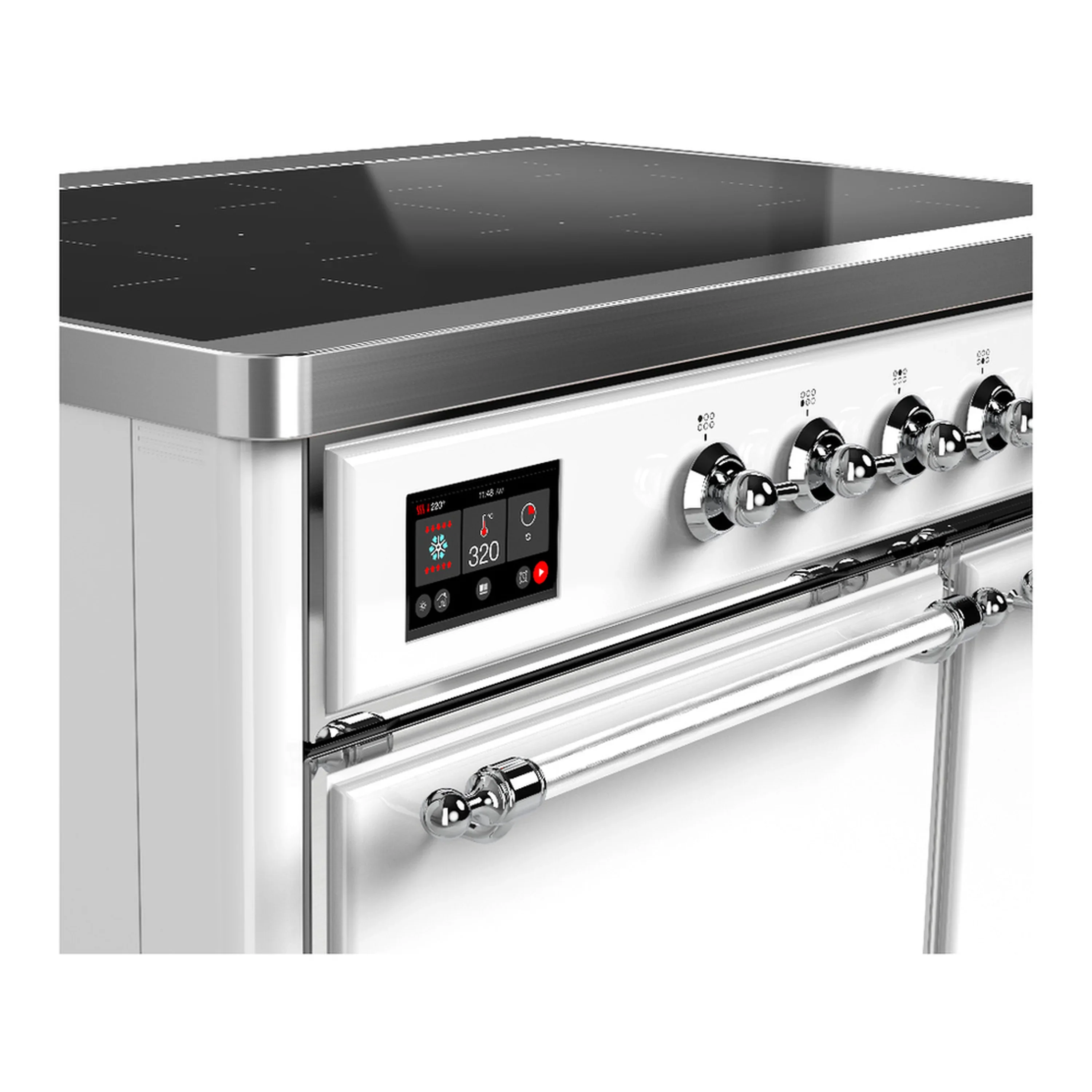 ILVE Majestic III 40-Inch Induction Range with 6 Induction Elements and Solid Door Electric Oven in White with Chrome Trim (UMDIB40QNR3WHC) - Image 7
