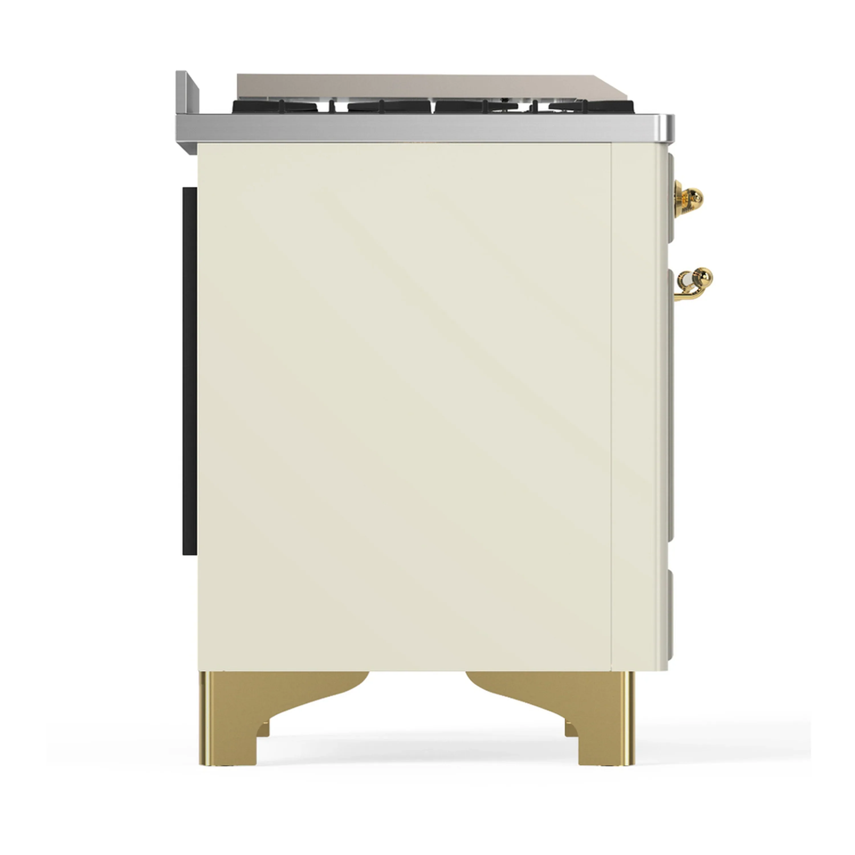 ILVE Majestic III 48-inch Dual Fuel Range with 5 Liquid Propane Burner, Griddle and Solid Door Electric Oven in Antique White with Brass Trim (UM48FQNR3AWGLP) - Image 8