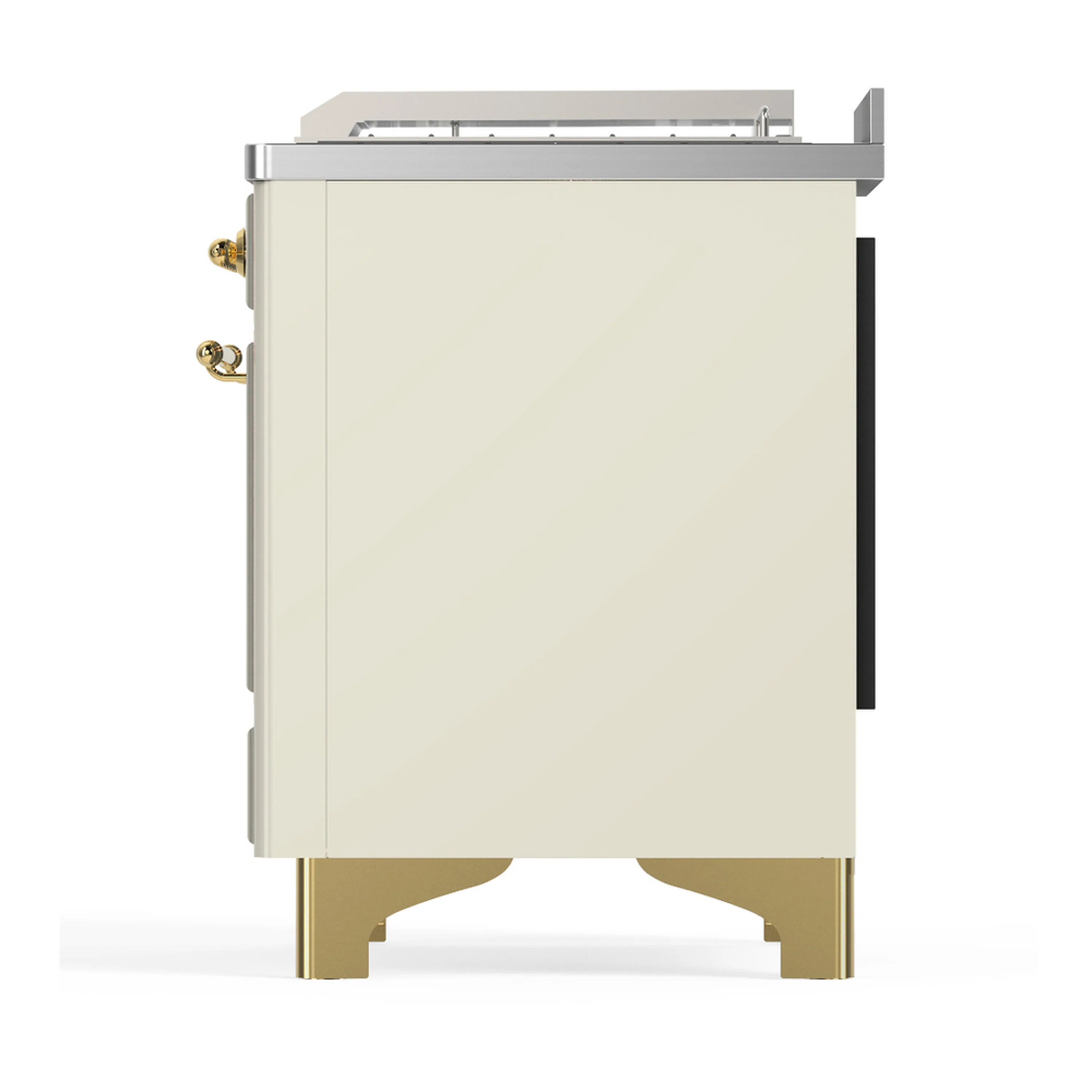 ILVE Majestic III 48-inch Dual Fuel Range with 5 Natural Gas Burner, Griddle, French Top and Triple Glass Door Electric Oven in Antique White with Brass Trim (UM48FSNR3AWG) - Image 9