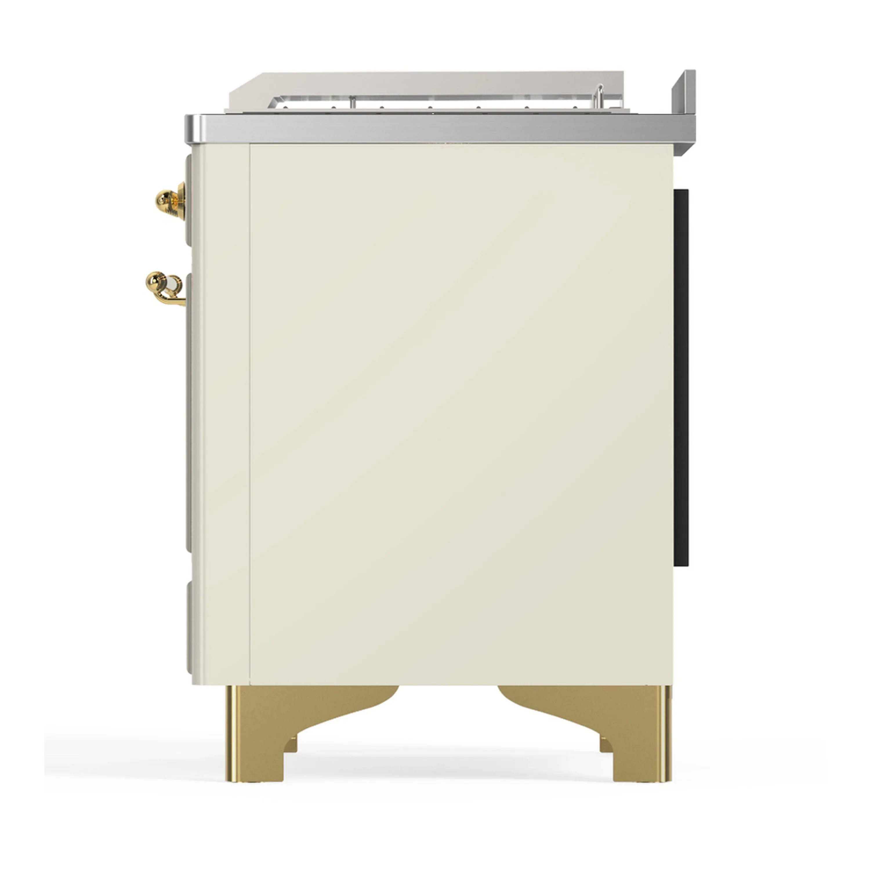 ILVE Majestic III 48-inch Dual Fuel Range with 5 Natural Gas Burner, Griddle, French Top and Solid Door Electric Oven in Antique White with Brass Trim (UM48FSQNR3AWG) - Image 9