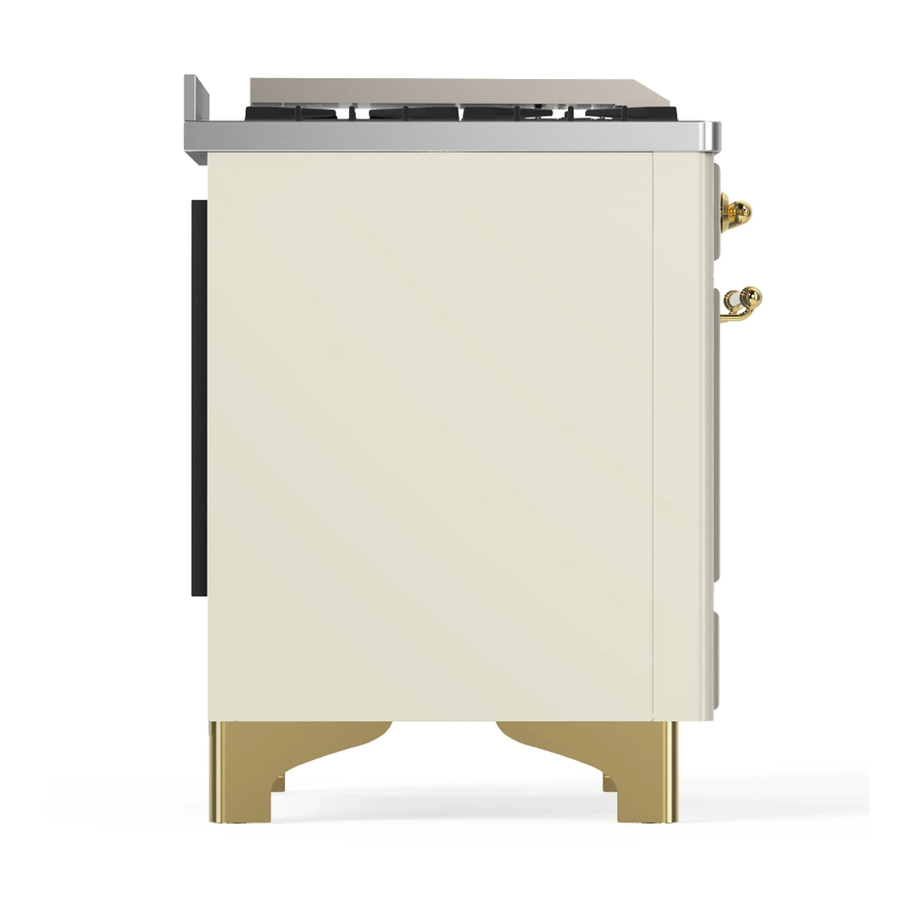 ILVE Majestic III 48-inch Dual Fuel Range with 5 Liquid Propane Burner, Griddle, French Top and Solid Door Electric Oven in Antique White with Brass Trim (UM48FSQNR3AWGLP) - Image 8