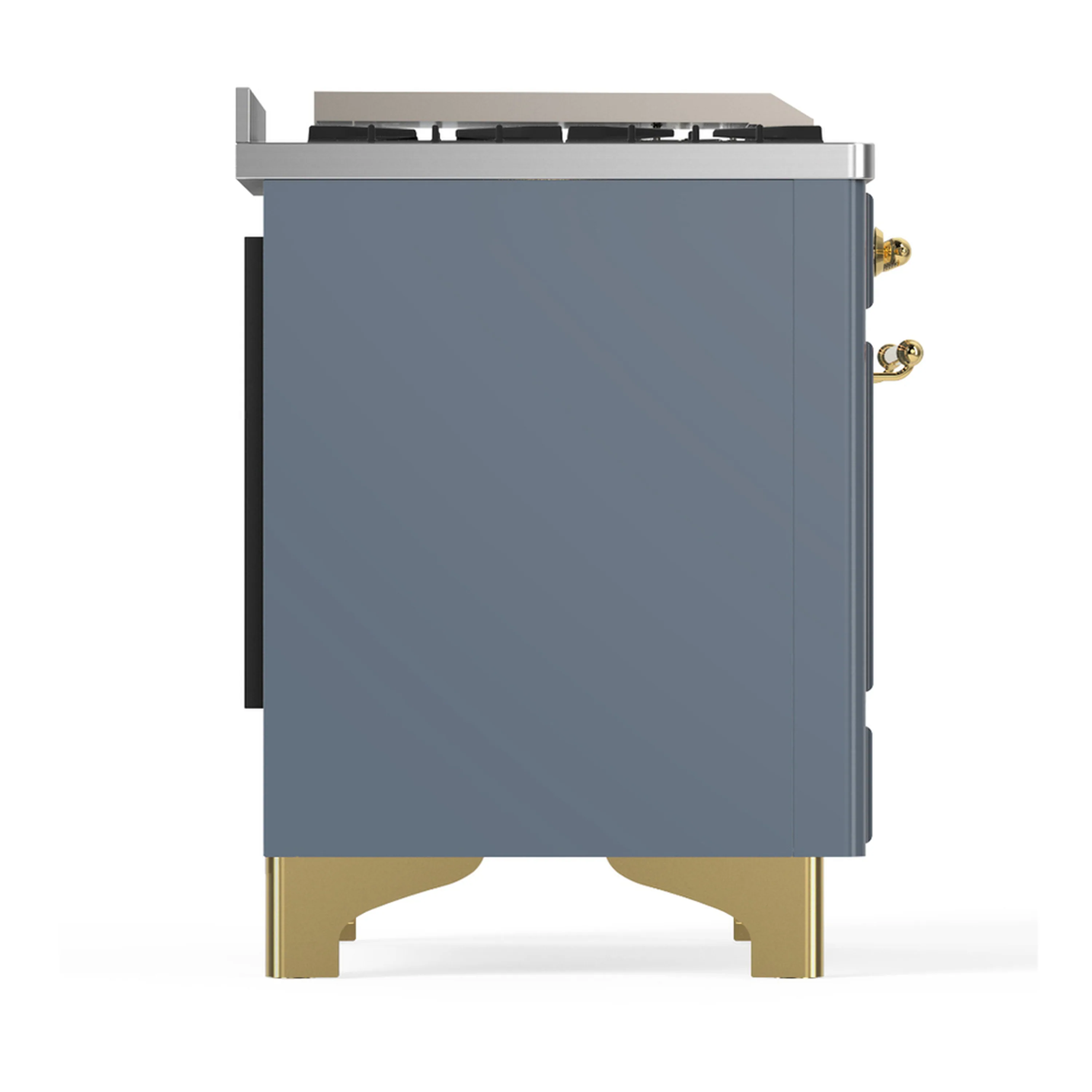 ILVE Majestic III 48-inch Dual Fuel Range with 5 Natural Gas Burner, Griddle and Triple Glass Door Electric Oven in Blue Grey with Brass Trim (UM48FNR3BGG) - Image 8