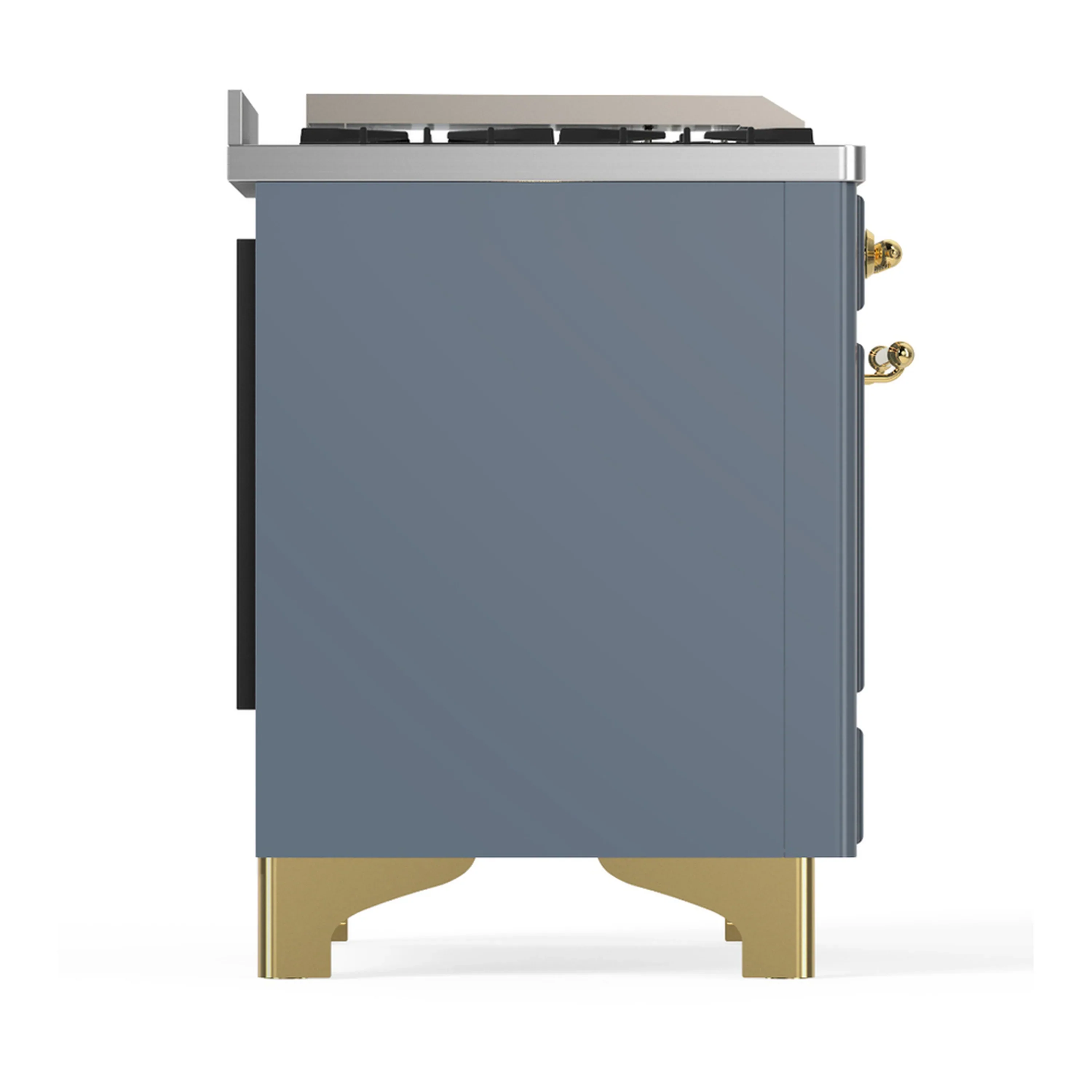 ILVE Majestic III 48-inch Dual Fuel Range with 5 Natural Gas Burner, Griddle and Solid Door Electric Oven in Blue Grey with Brass Trim (UM48FQNR3BGG) - Image 8