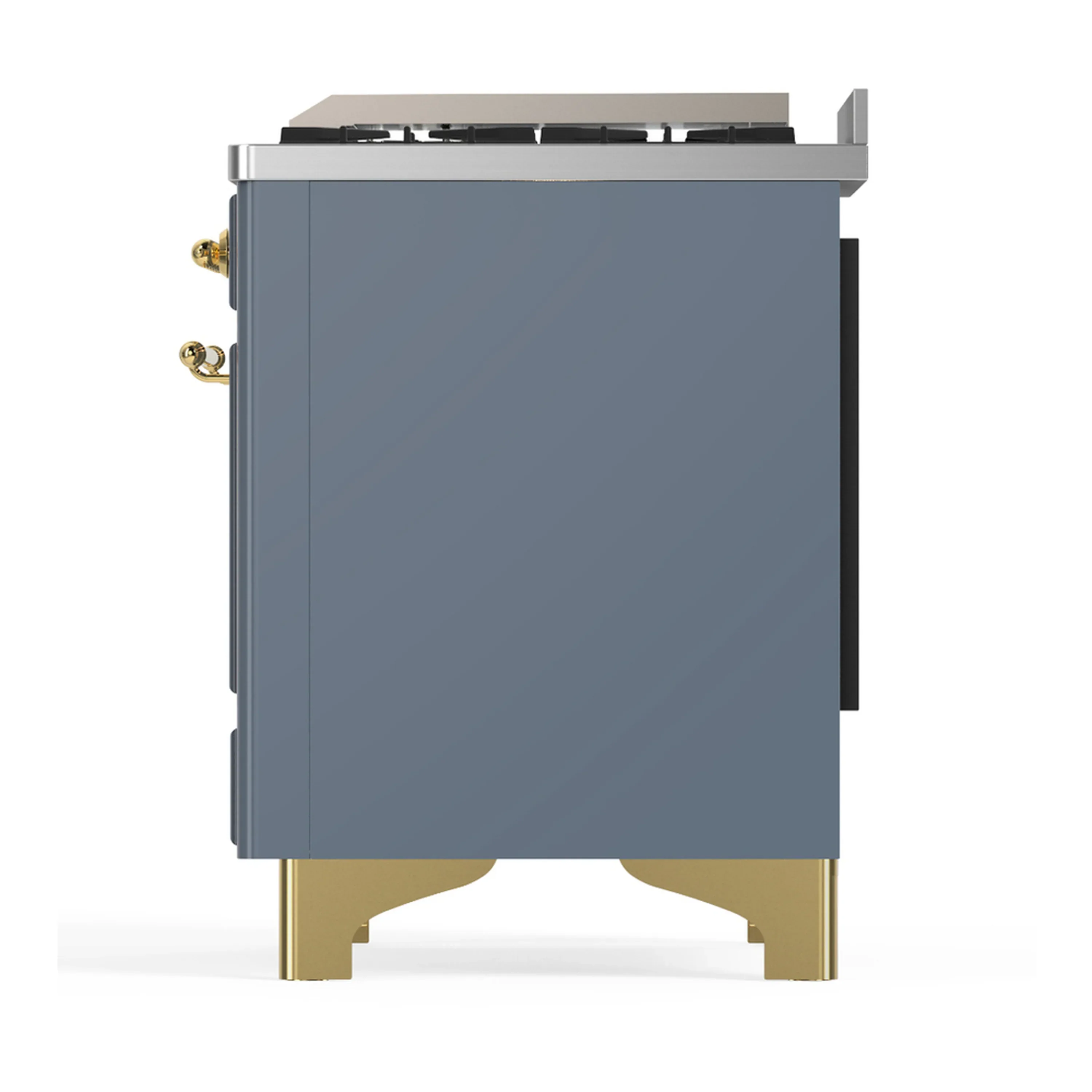 ILVE Majestic III 48-inch Dual Fuel Range with 5 Natural Gas Burner, Griddle and Solid Door Electric Oven in Blue Grey with Brass Trim (UM48FQNR3BGG) - Image 9