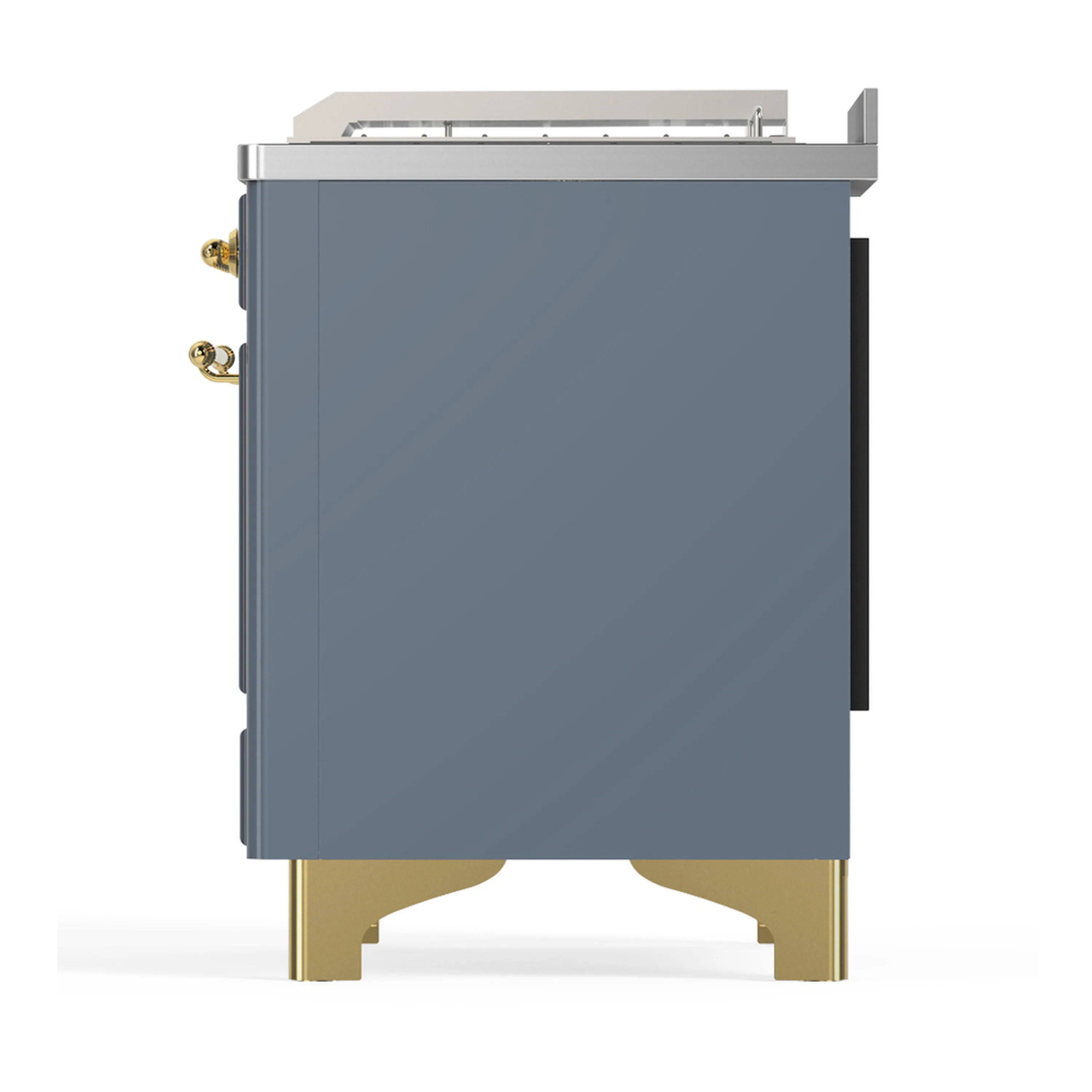 ILVE Majestic III 48-inch Dual Fuel Range with 5 Liquid Propane Burner, Griddle, French Top and Triple Glass Door Electric Oven in Blue Grey with Brass Trim (UM48FSNR3BGGLP) - Image 9