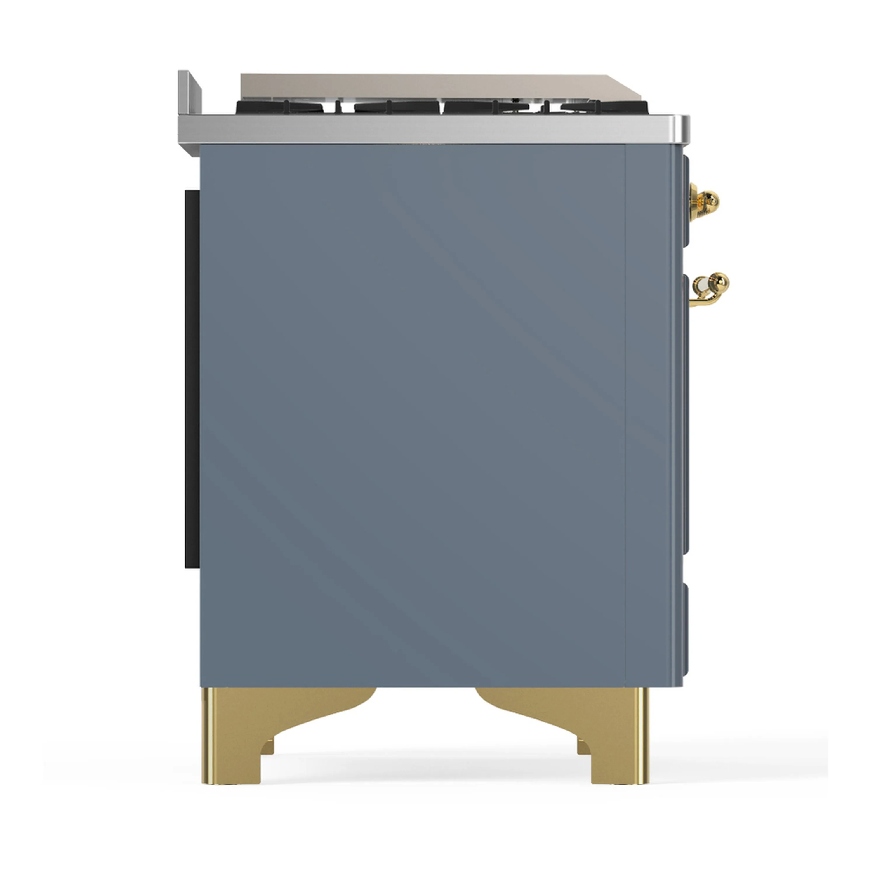 ILVE Majestic III 48-inch Dual Fuel Range with 5 Liquid Propane Burner, Griddle, French Top and Solid Door Electric Oven in Blue Grey with Brass Trim (UM48FSQNR3BGGLP) - Image 8