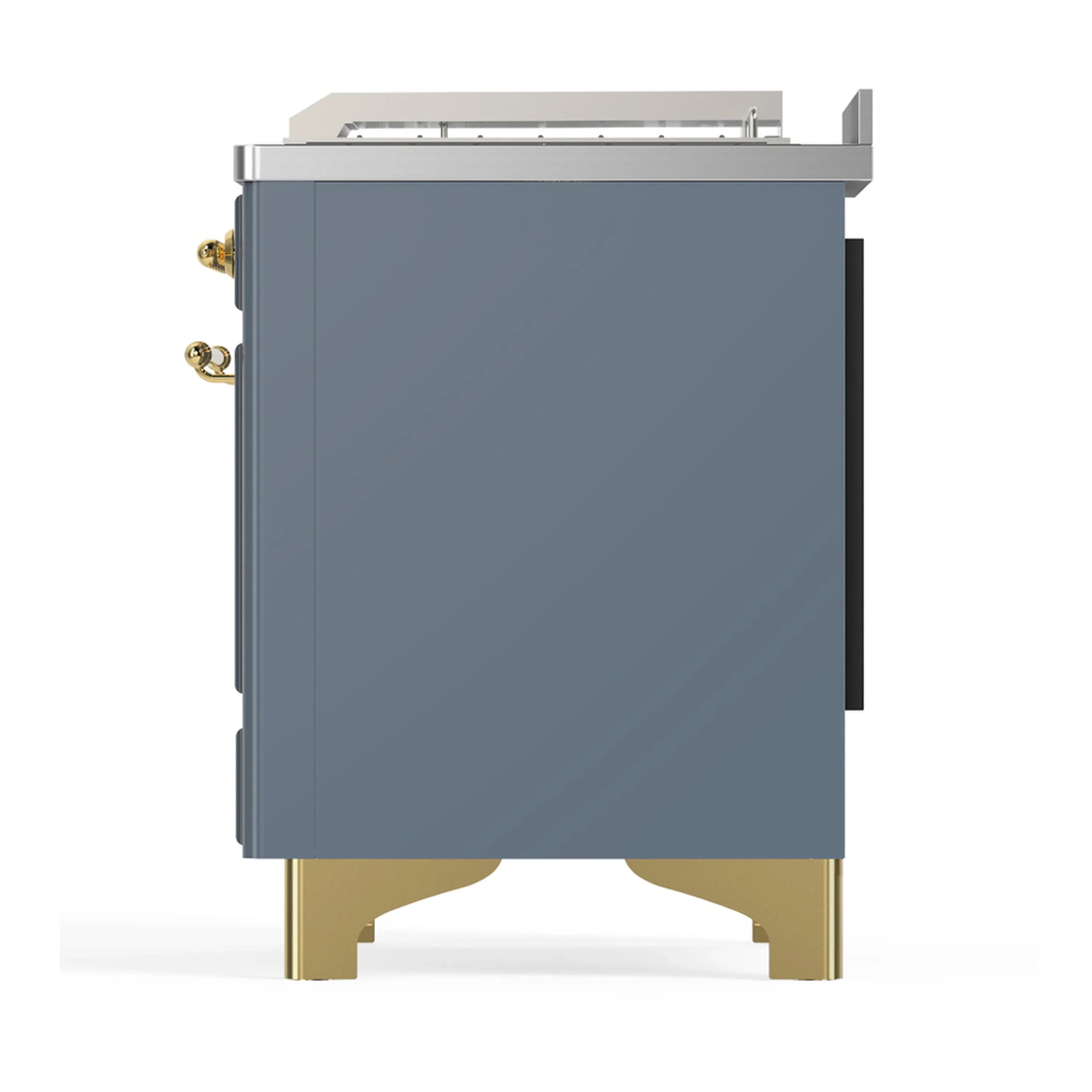 ILVE Majestic III 48-inch Dual Fuel Range with 5 Liquid Propane Burner, Griddle, French Top and Solid Door Electric Oven in Blue Grey with Brass Trim (UM48FSQNR3BGGLP) - Image 9