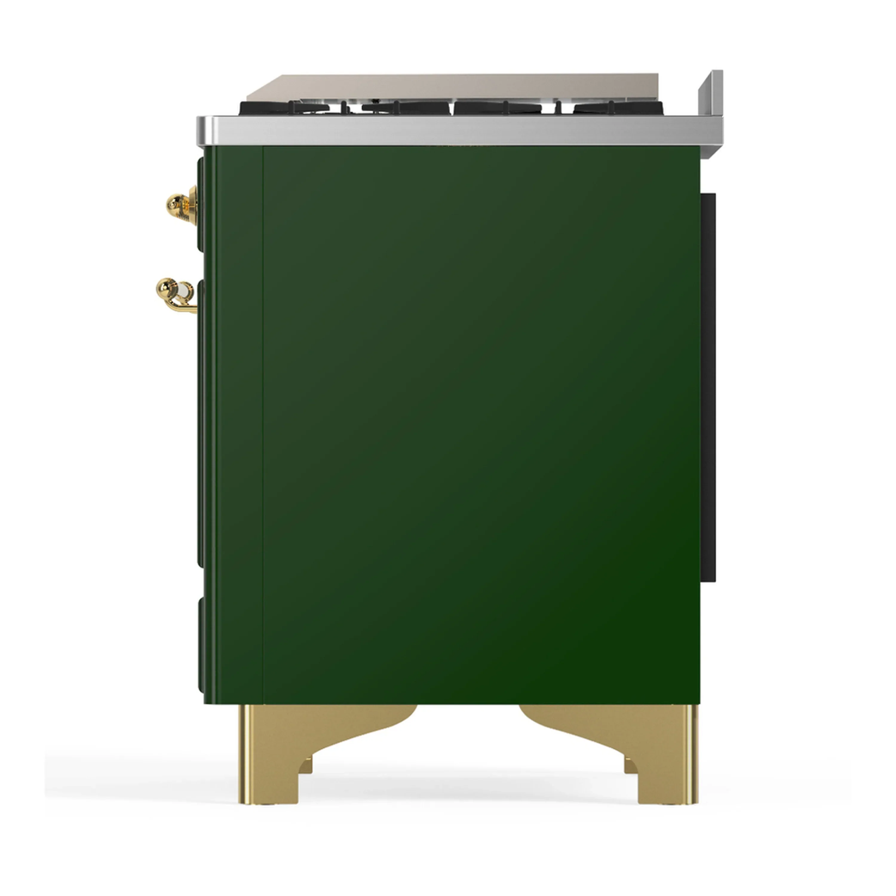 ILVE Majestic III 48-inch Dual Fuel Range with 5 Natural Gas Burner, Griddle and Triple Glass Door Electric Oven in Emerald Green with Brass Trim (UM48FNR3EGG) - Image 9