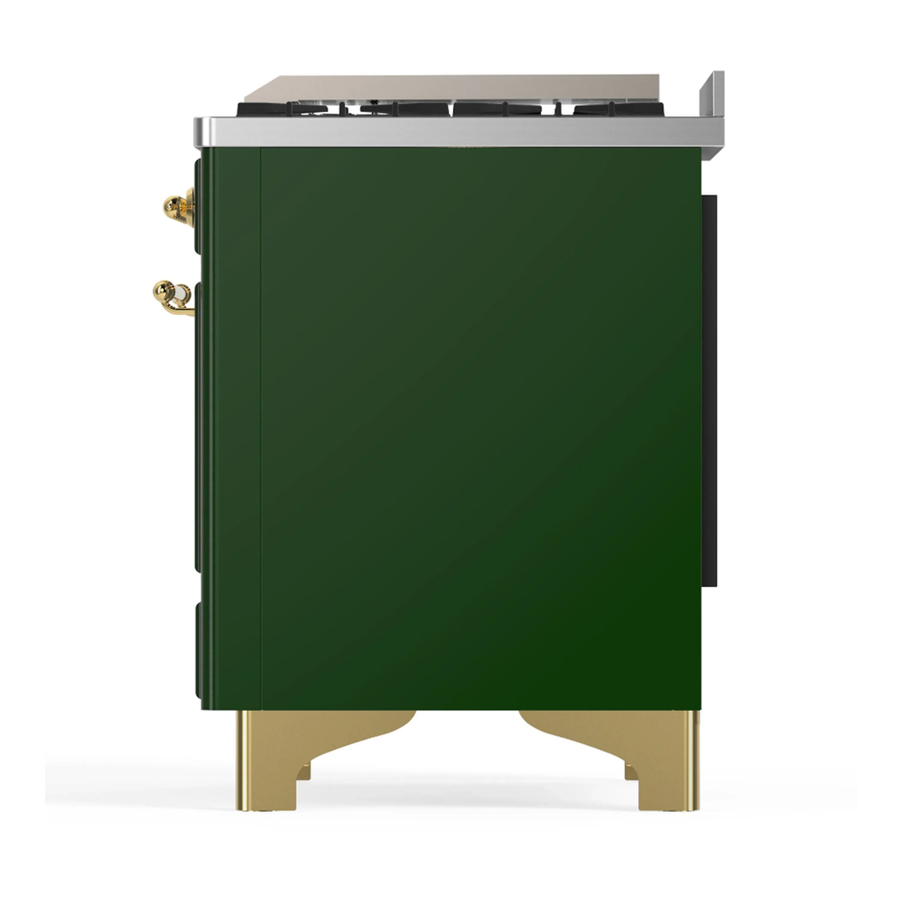 ILVE Majestic III 48-inch Dual Fuel Range with 5 Natural Gas Burner, Griddle and Solid Door Electric Oven in Emerald Green with Brass Trim (UM48FQNR3EGG) - Image 9