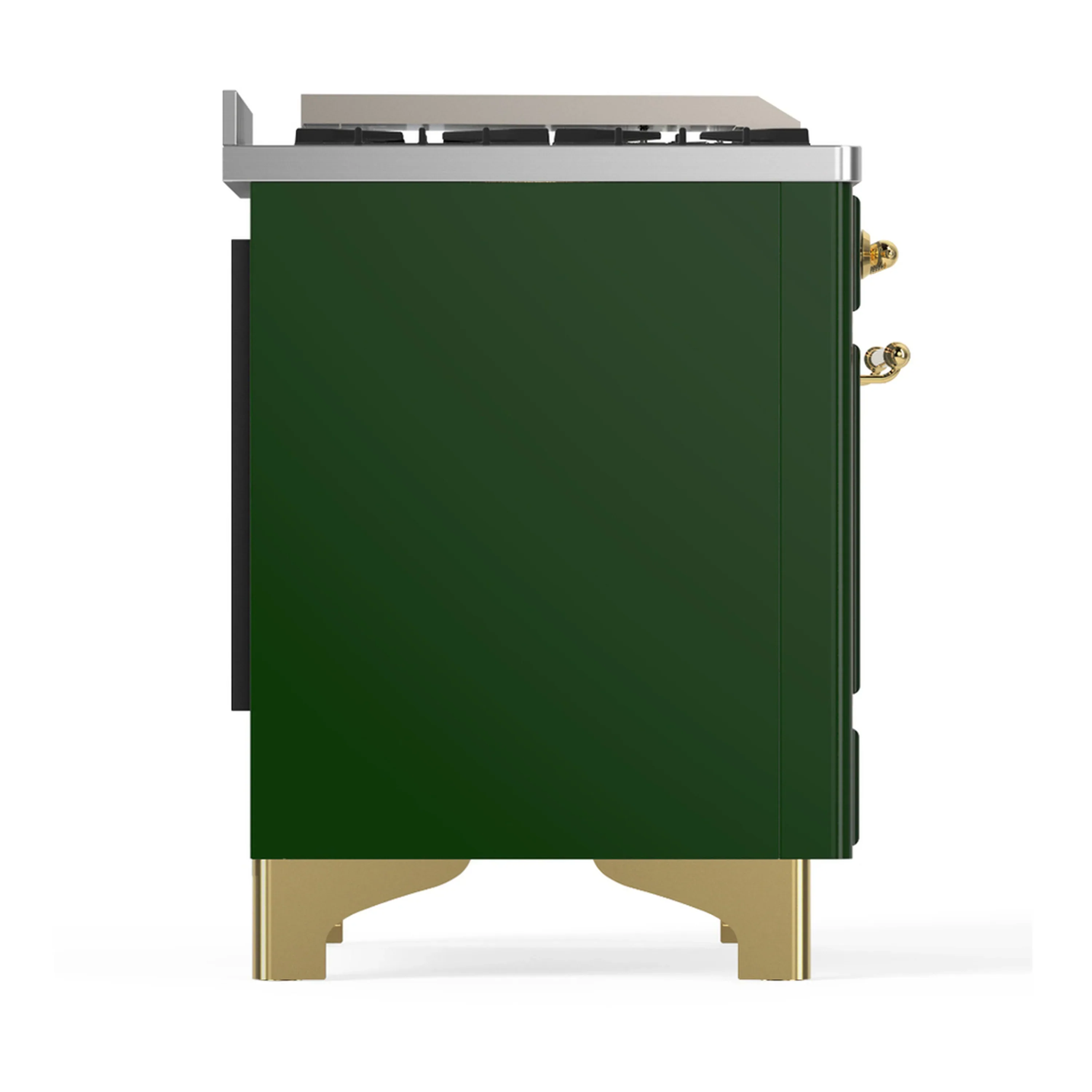 ILVE Majestic III 48-inch Dual Fuel Range with 5 Liquid Propane Burner, Griddle, French Top and Triple Glass Door Electric Oven in Emerald Green with Brass Trim (UM48FSNR3EGGLP) - Image 8