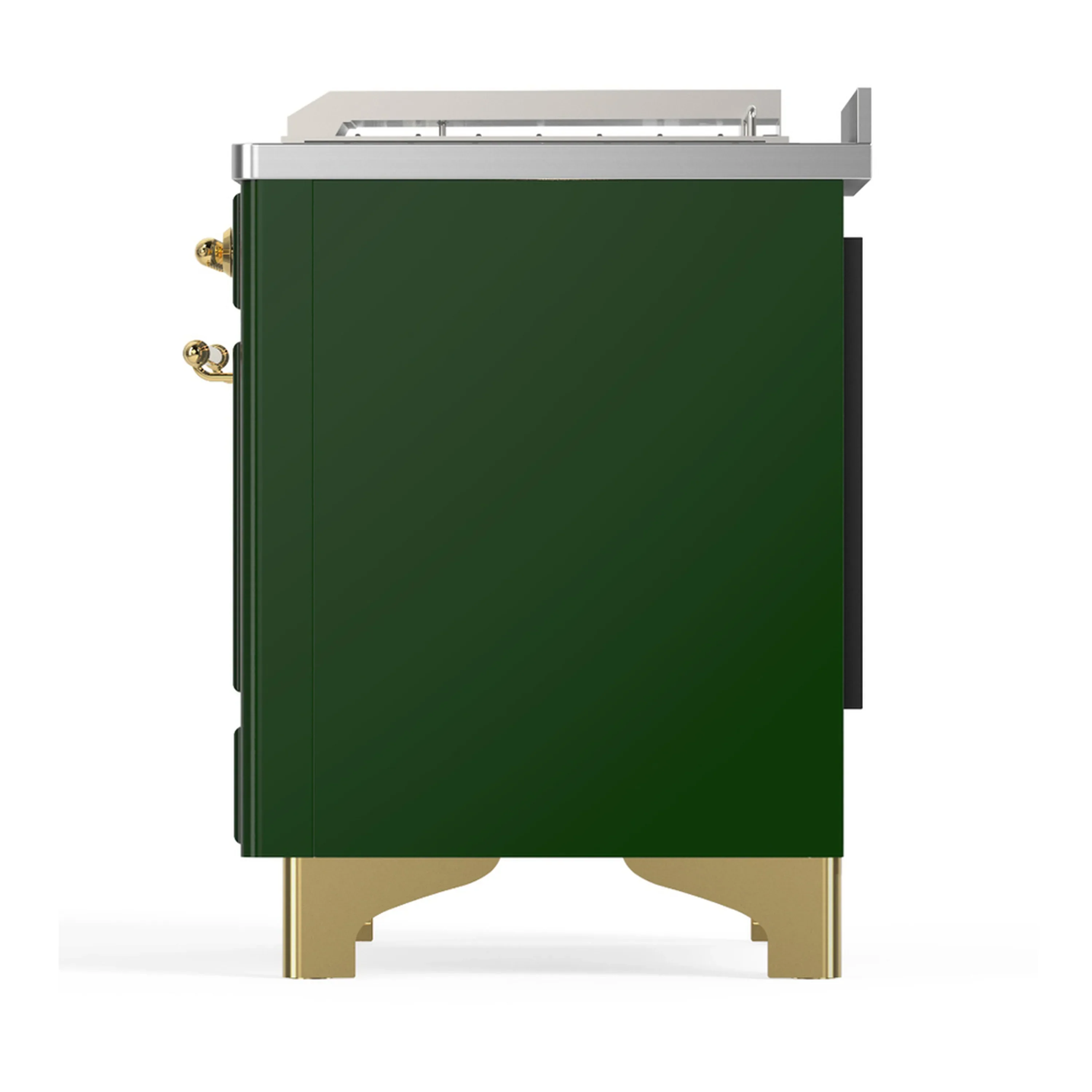 ILVE Majestic III 48-inch Dual Fuel Range with 5 Liquid Propane Burner, Griddle, French Top and Triple Glass Door Electric Oven in Emerald Green with Brass Trim (UM48FSNR3EGGLP) - Image 9