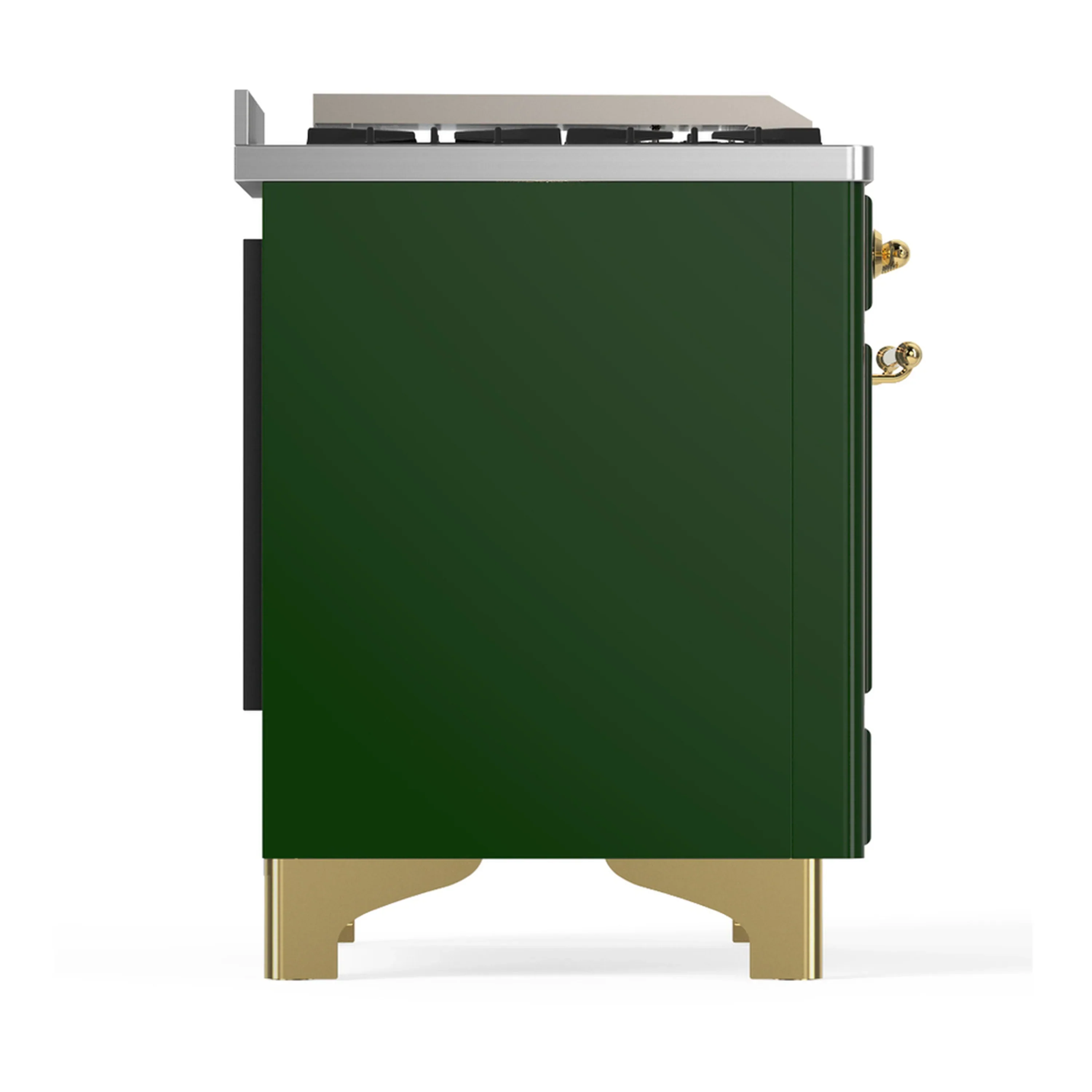 ILVE Majestic III 48-inch Dual Fuel Range with 5 Natural Gas Burner, Griddle, French Top and Solid Door Electric Oven in Emerald Green with Brass Trim (UM48FSQNR3EGG) - Image 8