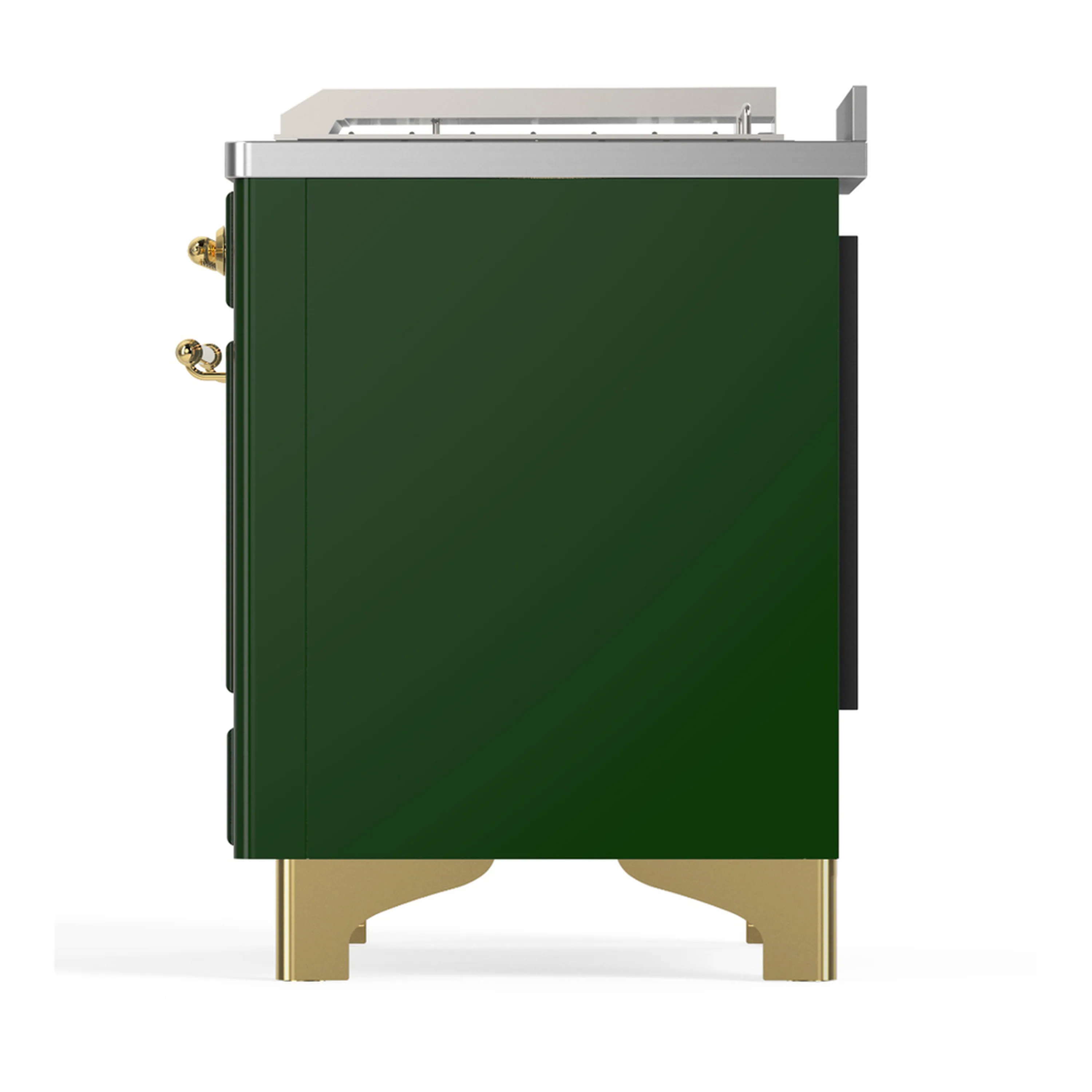 ILVE Majestic III 48-inch Dual Fuel Range with 5 Natural Gas Burner, Griddle, French Top and Solid Door Electric Oven in Emerald Green with Brass Trim (UM48FSQNR3EGG) - Image 9