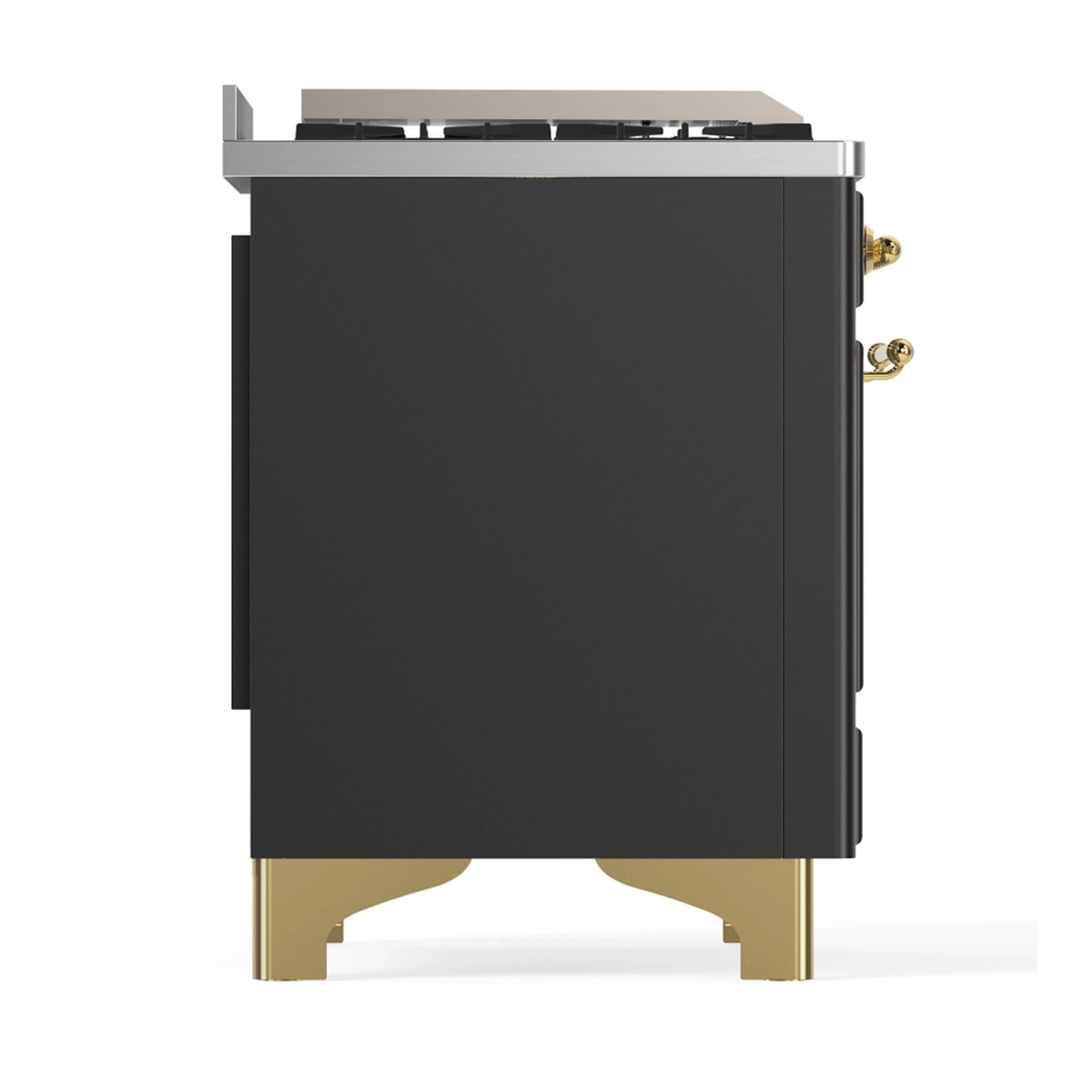 ILVE Majestic III 48-inch Dual Fuel Range with 5 Liquid Propane Burner, Griddle and Solid Door Electric Oven in Graphite Matte with Brass Trim (UM48FQNR3MGGLP) - Image 7