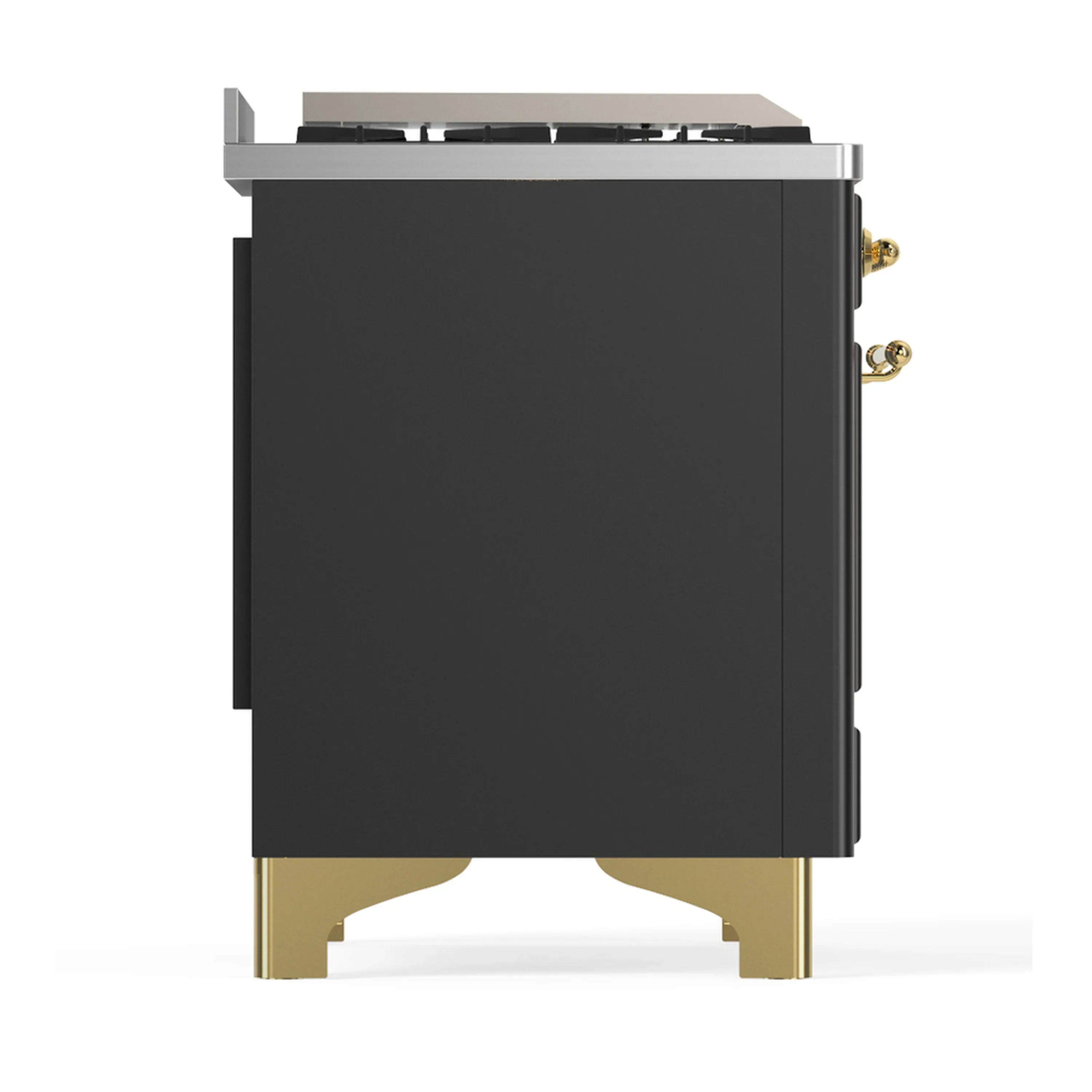 ILVE Majestic III 48-inch Dual Fuel Range with 5 Natural Gas Burner, Griddle, French Top and Triple Glass Door Electric Oven in Graphite Matte with Brass Trim (UM48FSNR3MGG) - Image 8