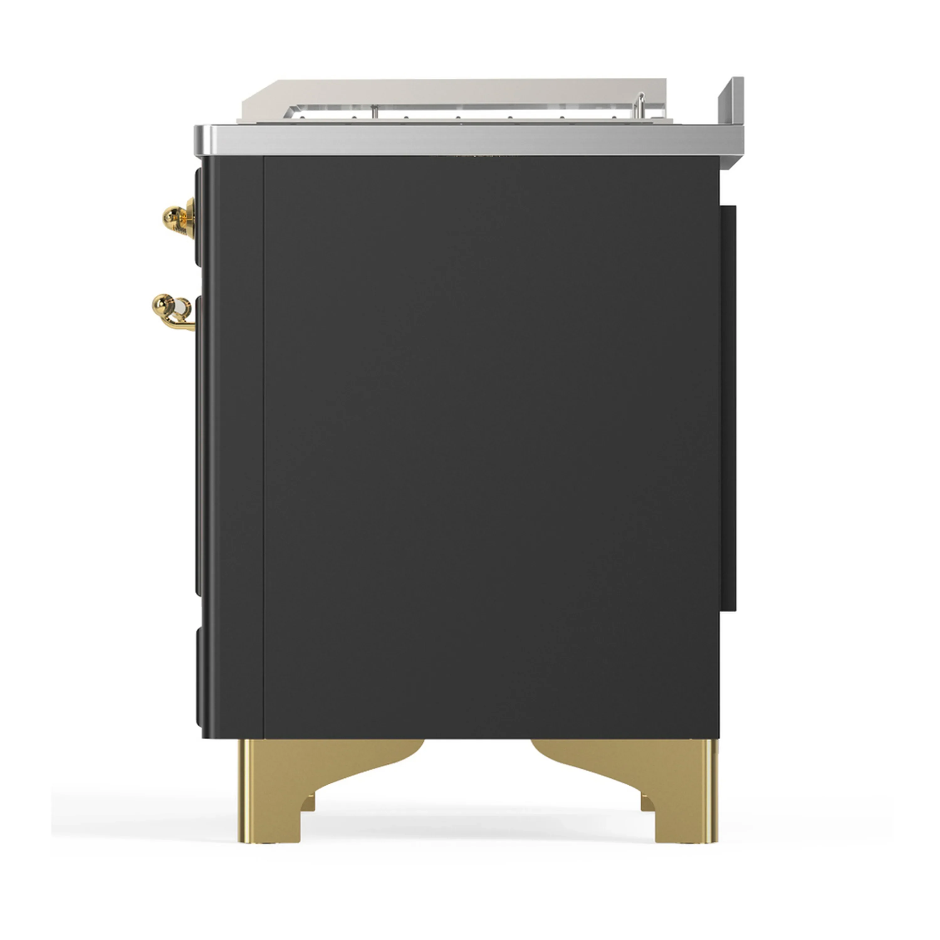 ILVE Majestic III 48-inch Dual Fuel Range with 5 Natural Gas Burner, Griddle, French Top and Triple Glass Door Electric Oven in Graphite Matte with Brass Trim (UM48FSNR3MGG) - Image 9
