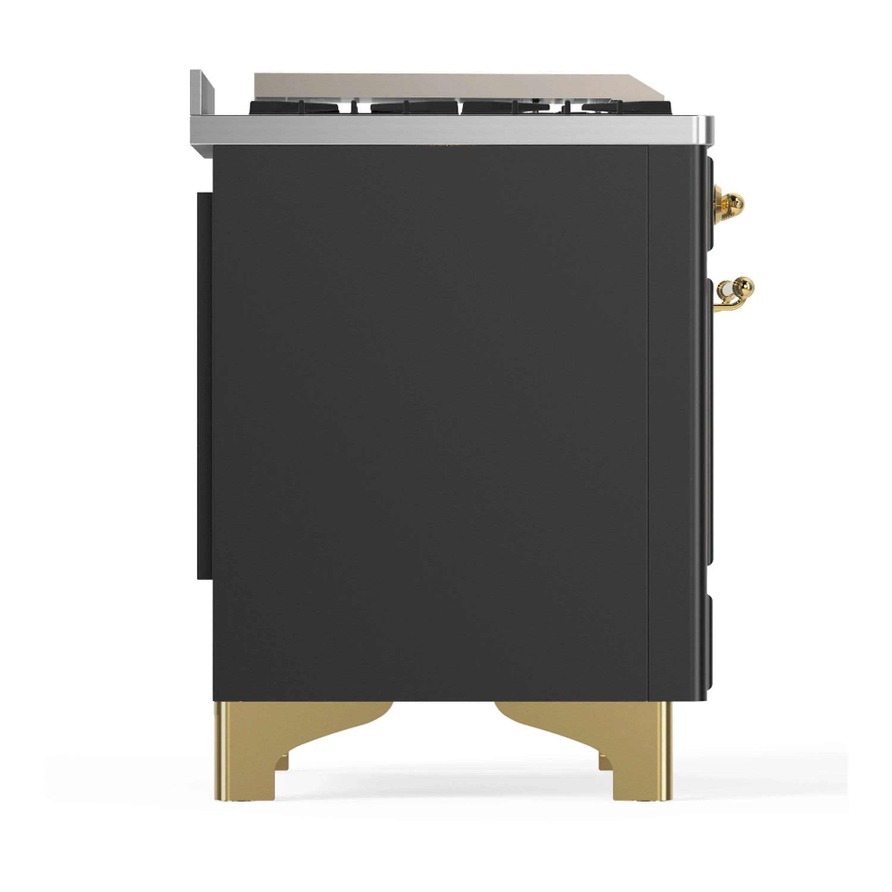 ILVE Majestic III 48-inch Dual Fuel Range with 5 Natural Gas Burner, Griddle, French Top and Solid Door Electric Oven in Graphite Matte with Brass Trim (UM48FSQNR3MGG) - Image 8