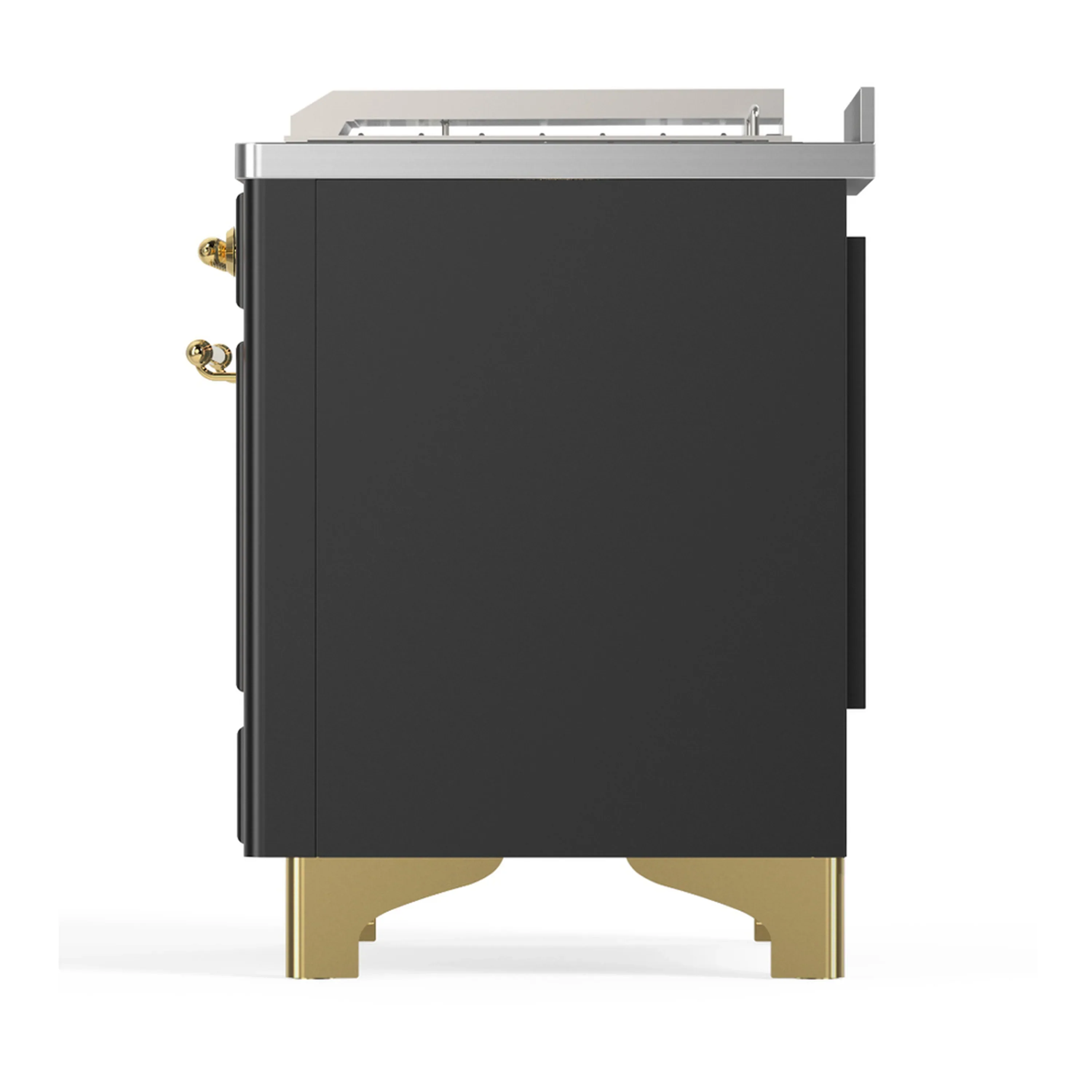 ILVE Majestic III 48-inch Dual Fuel Range with 5 Liquid Propane Burner, Griddle, French Top and Solid Door Electric Oven in Graphite Matte with Brass Trim (UM48FSQNR3MGGLP) - Image 9