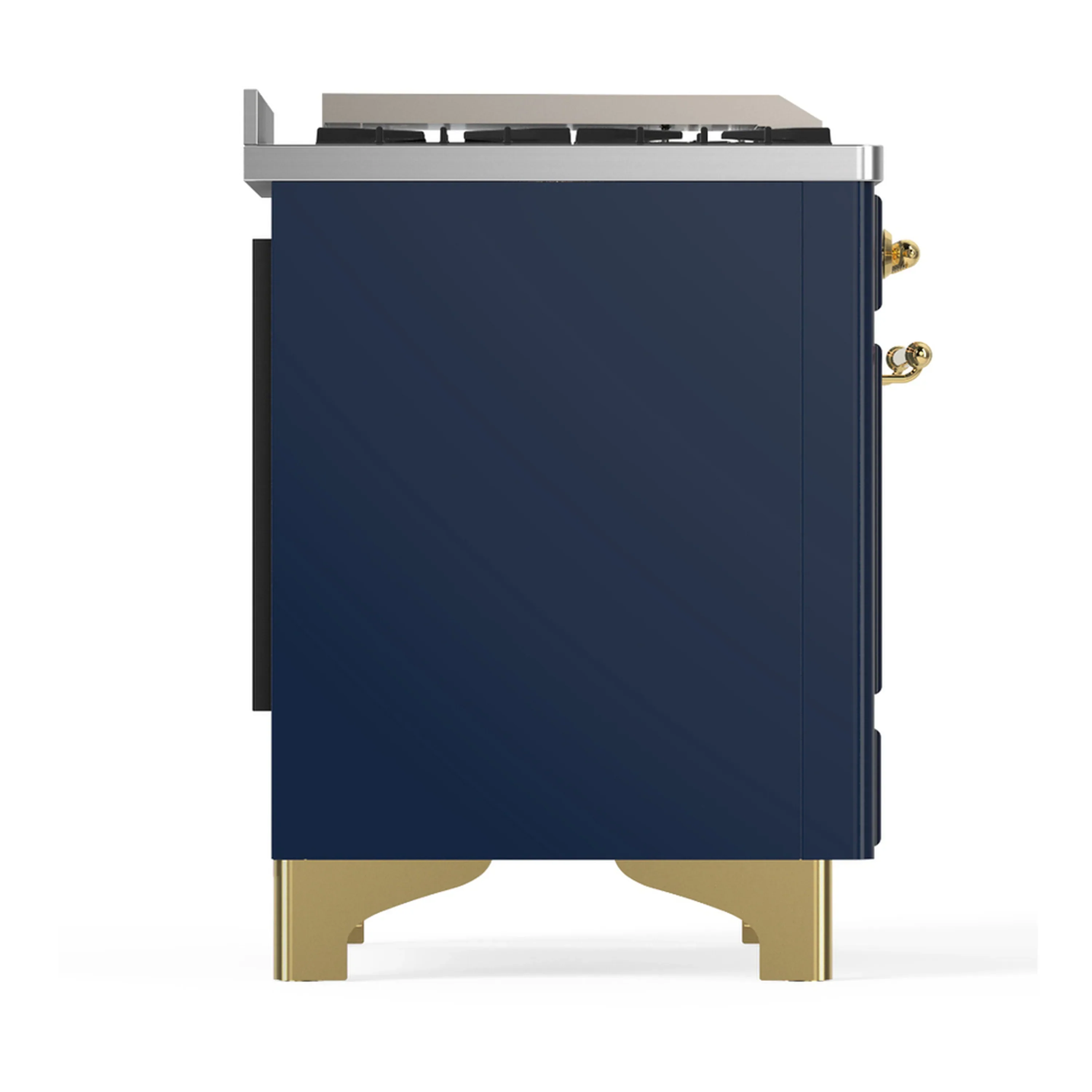 ILVE Majestic III 48-inch Dual Fuel Range with 5 Natural Gas Burner, Griddle and Triple Glass Door Electric Oven in Blue Grey with Brass Trim (UM48FNR3MBG) - Image 8