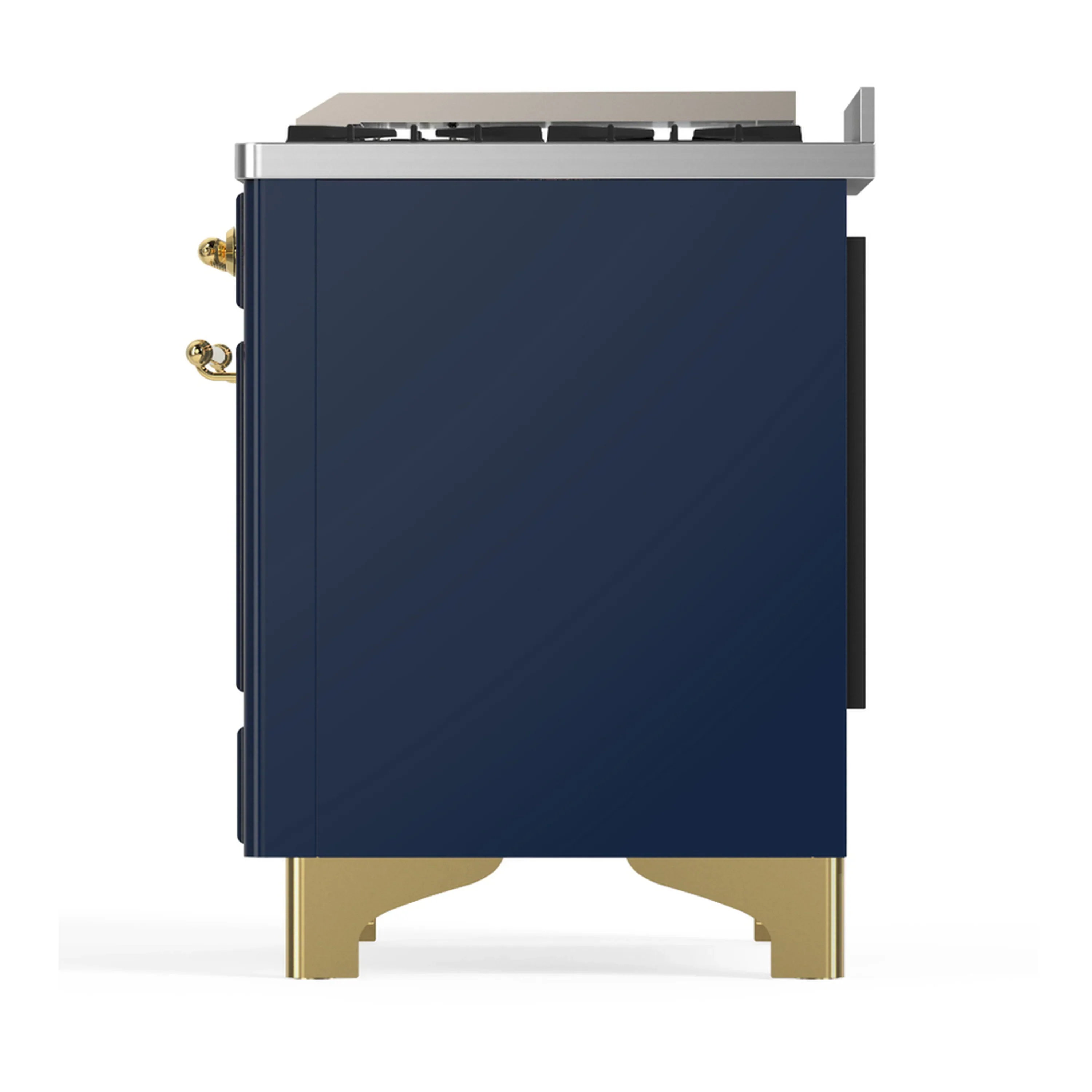 ILVE Majestic III 48-inch Dual Fuel Range with 5 Natural Gas Burner, Griddle and Triple Glass Door Electric Oven in Blue Grey with Brass Trim (UM48FNR3MBG) - Image 9