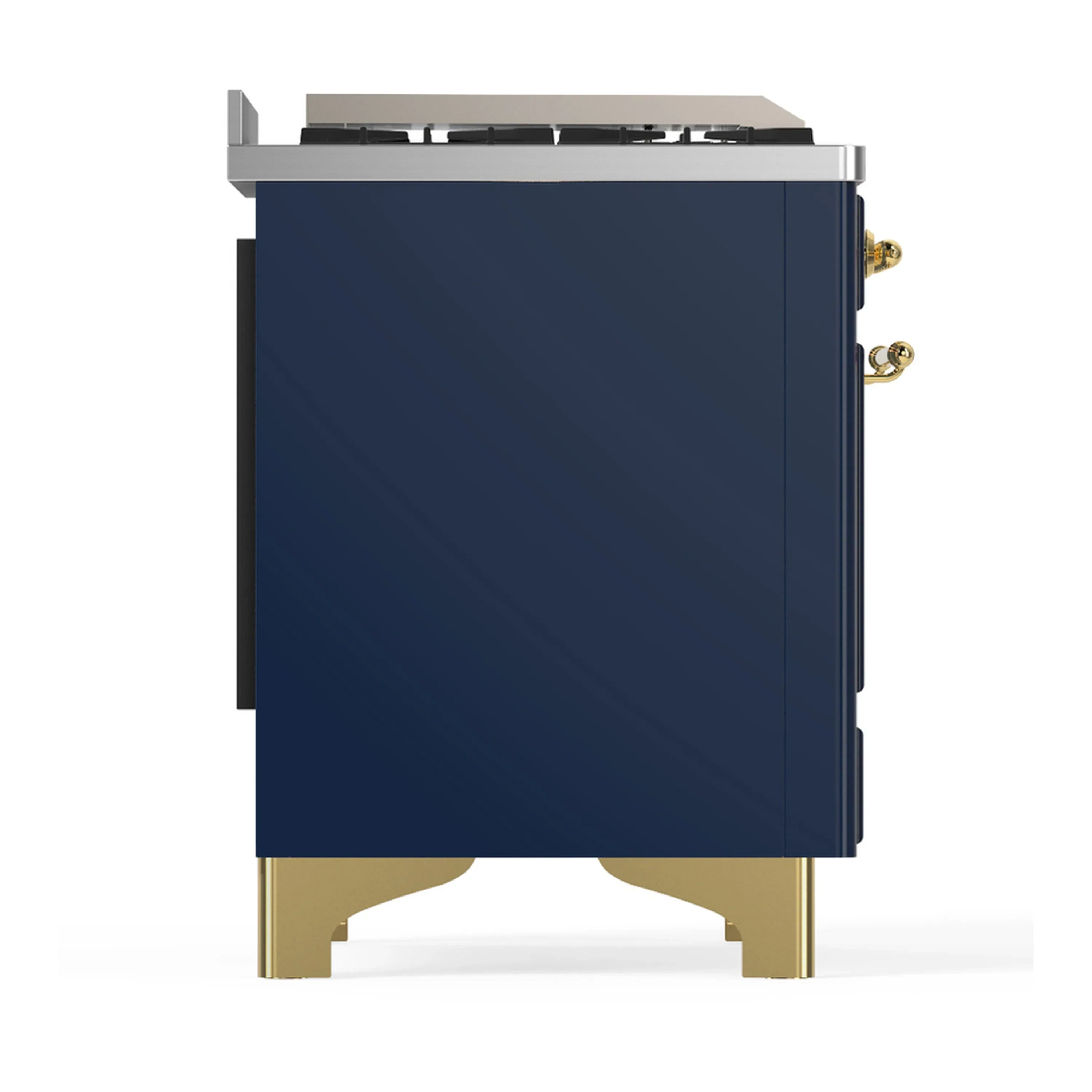ILVE Majestic III 48-inch Dual Fuel Range with 5 Natural Gas Burner, Griddle and Solid Door Electric Oven in Blue Grey with Brass Trim (UM48FQNR3MBG) - Image 8
