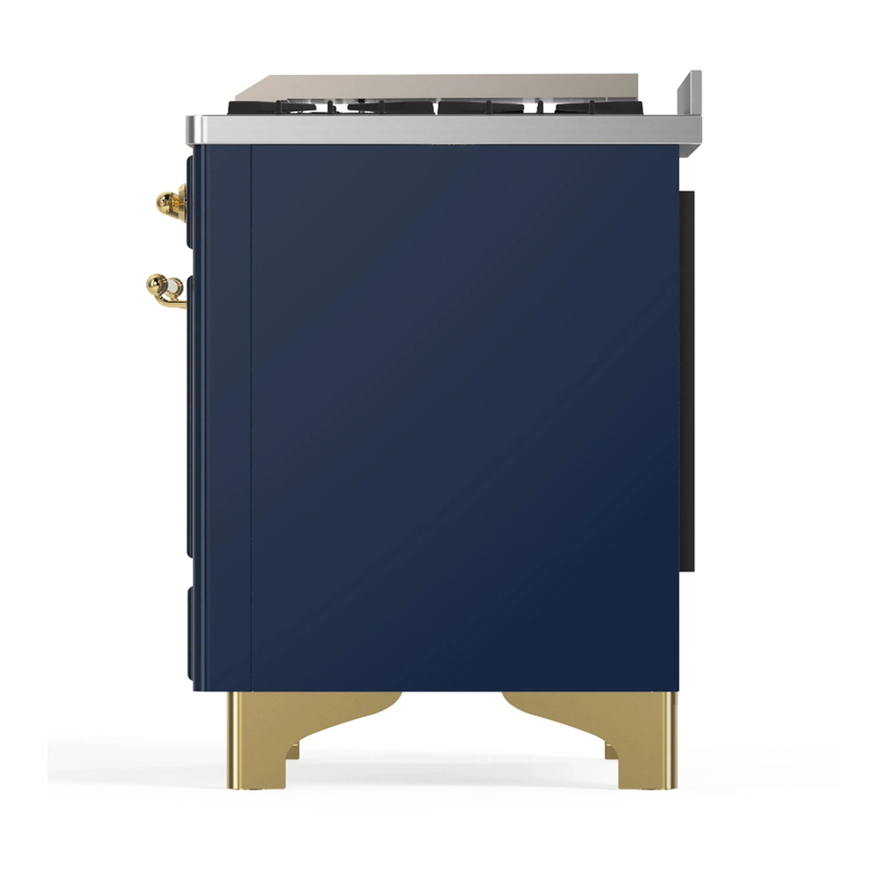 ILVE Majestic III 48-inch Dual Fuel Range with 5 Natural Gas Burner, Griddle and Solid Door Electric Oven in Blue Grey with Brass Trim (UM48FQNR3MBG) - Image 9