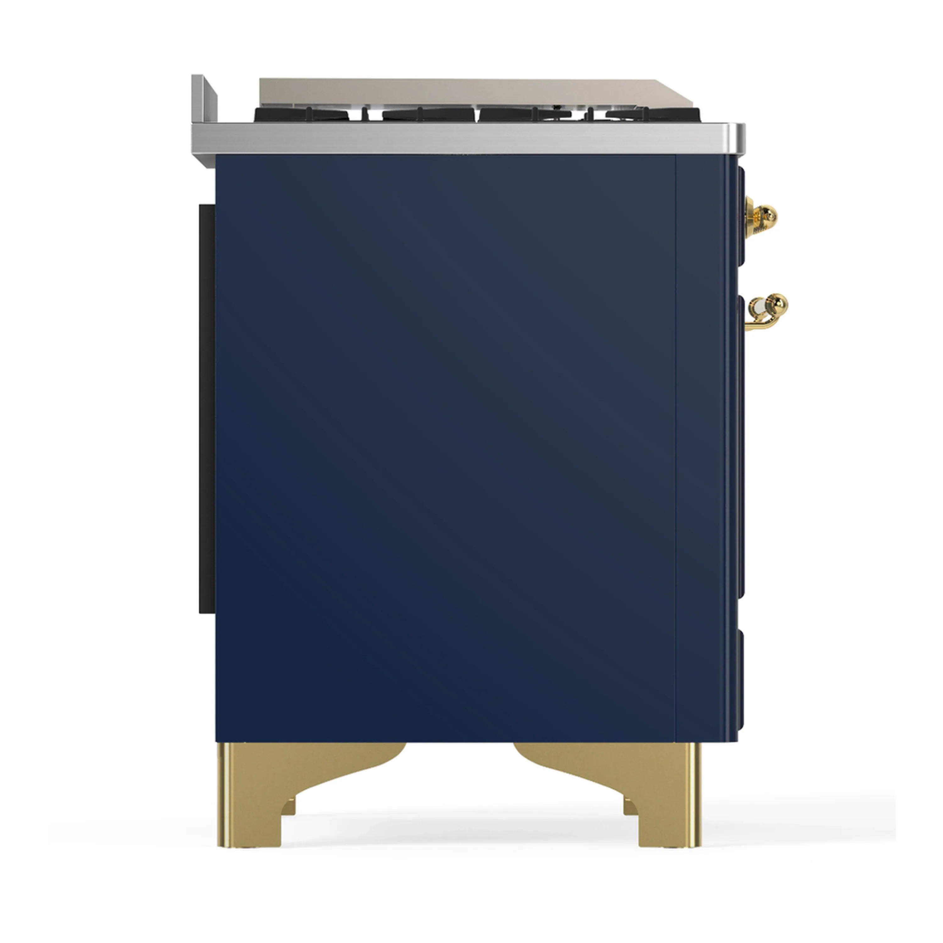 ILVE Majestic III 48-inch Dual Fuel Range with 5 Liquid Propane Burner, Griddle, French Top and Triple Glass Door Electric Oven in Blue Grey with Brass Trim (UM48FSNR3MBGLP) - Image 8
