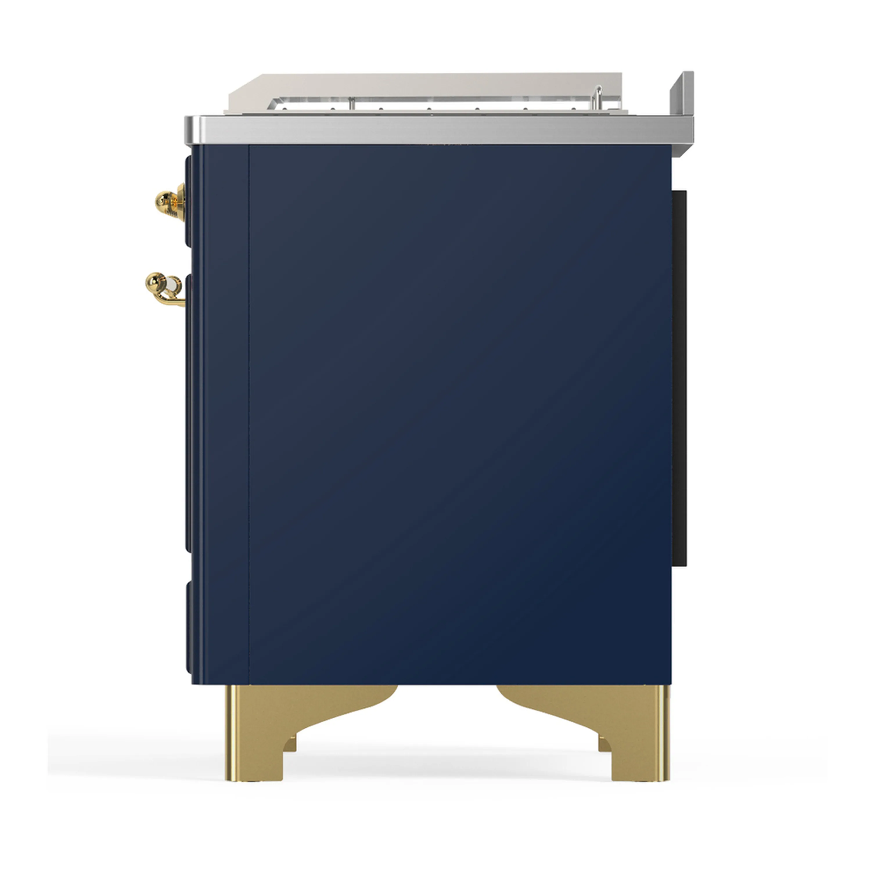 ILVE Majestic III 48-inch Dual Fuel Range with 5 Liquid Propane Burner, Griddle, French Top and Triple Glass Door Electric Oven in Blue Grey with Brass Trim (UM48FSNR3MBGLP) - Image 9