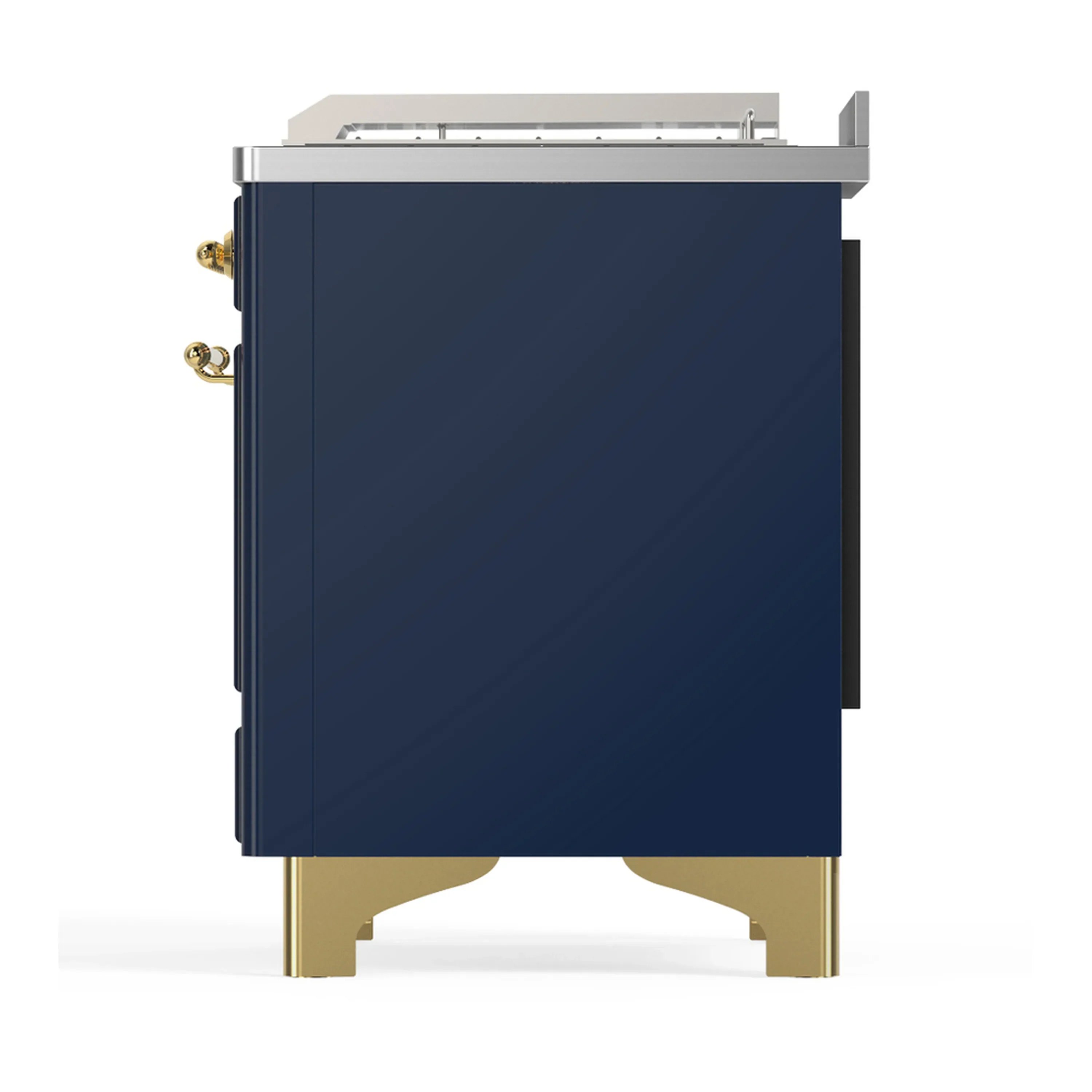 ILVE Majestic III 48-inch Dual Fuel Range with 5 Liquid Propane Burner, Griddle, French Top and Solid Door Electric Oven in Blue Grey with Brass Trim (UM48FSQNR3MBGLP) - Image 9