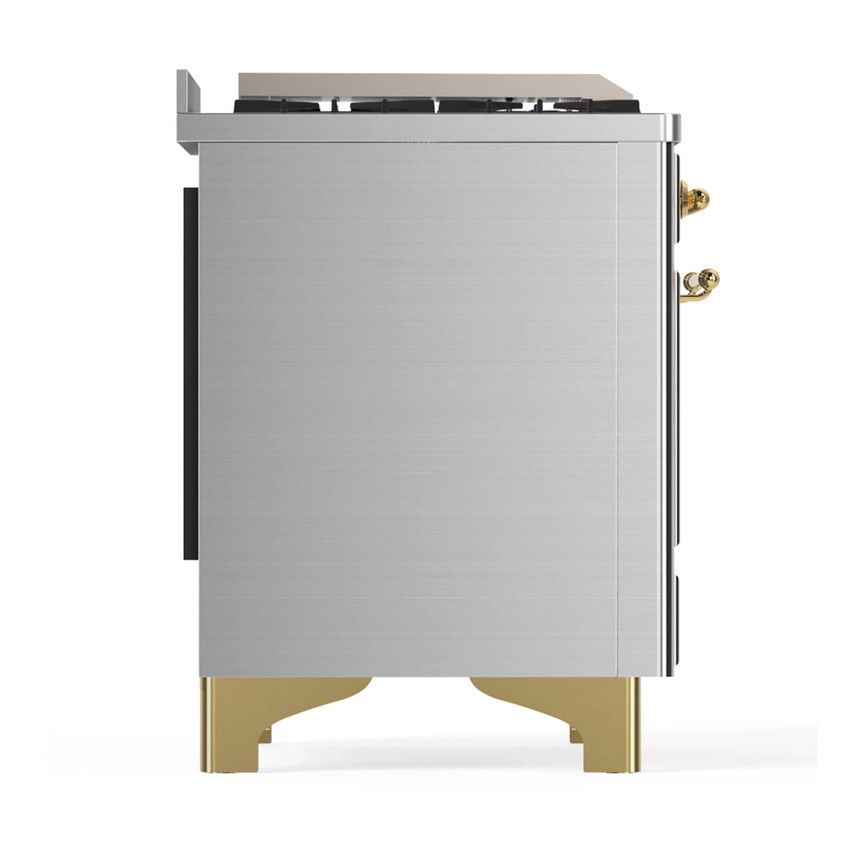 ILVE Majestic III 48-inch Dual Fuel Range with 5 Natural Gas Burner, Griddle and Triple Glass Door Electric Oven in Stainless Steel with Brass Trim (UM48FNR3SSG) - Image 8