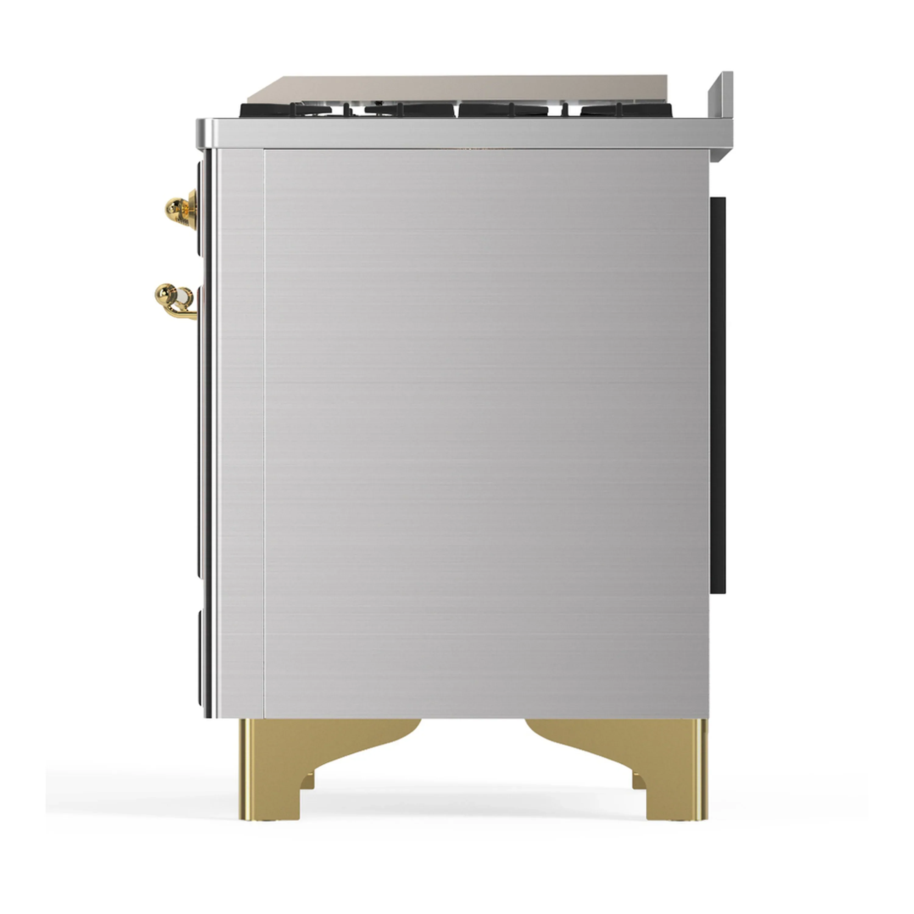 ILVE Majestic III 48-inch Dual Fuel Range with 5 Natural Gas Burner, Griddle and Triple Glass Door Electric Oven in Stainless Steel with Brass Trim (UM48FNR3SSG) - Image 9