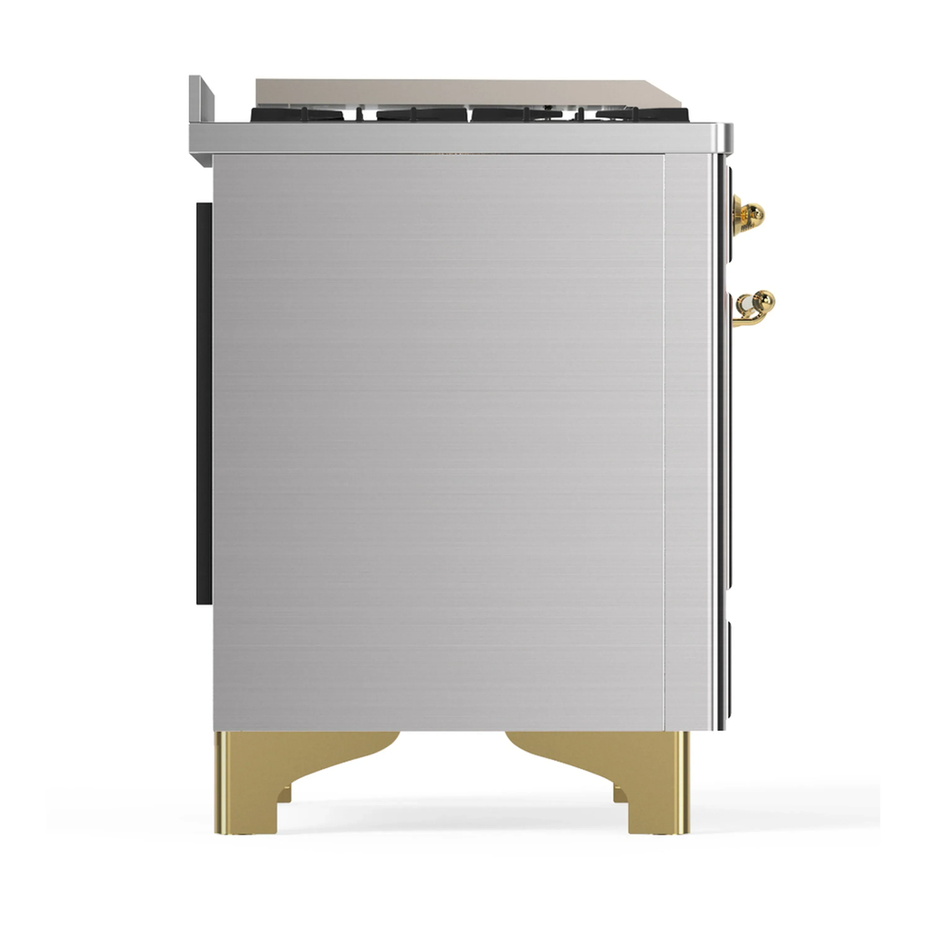 ILVE Majestic III 48-inch Dual Fuel Range with 5 Natural Gas Burner, Griddle and Solid Door Electric Oven in Stainless Steel with Brass Trim (UM48FQNR3SSG) - Image 8