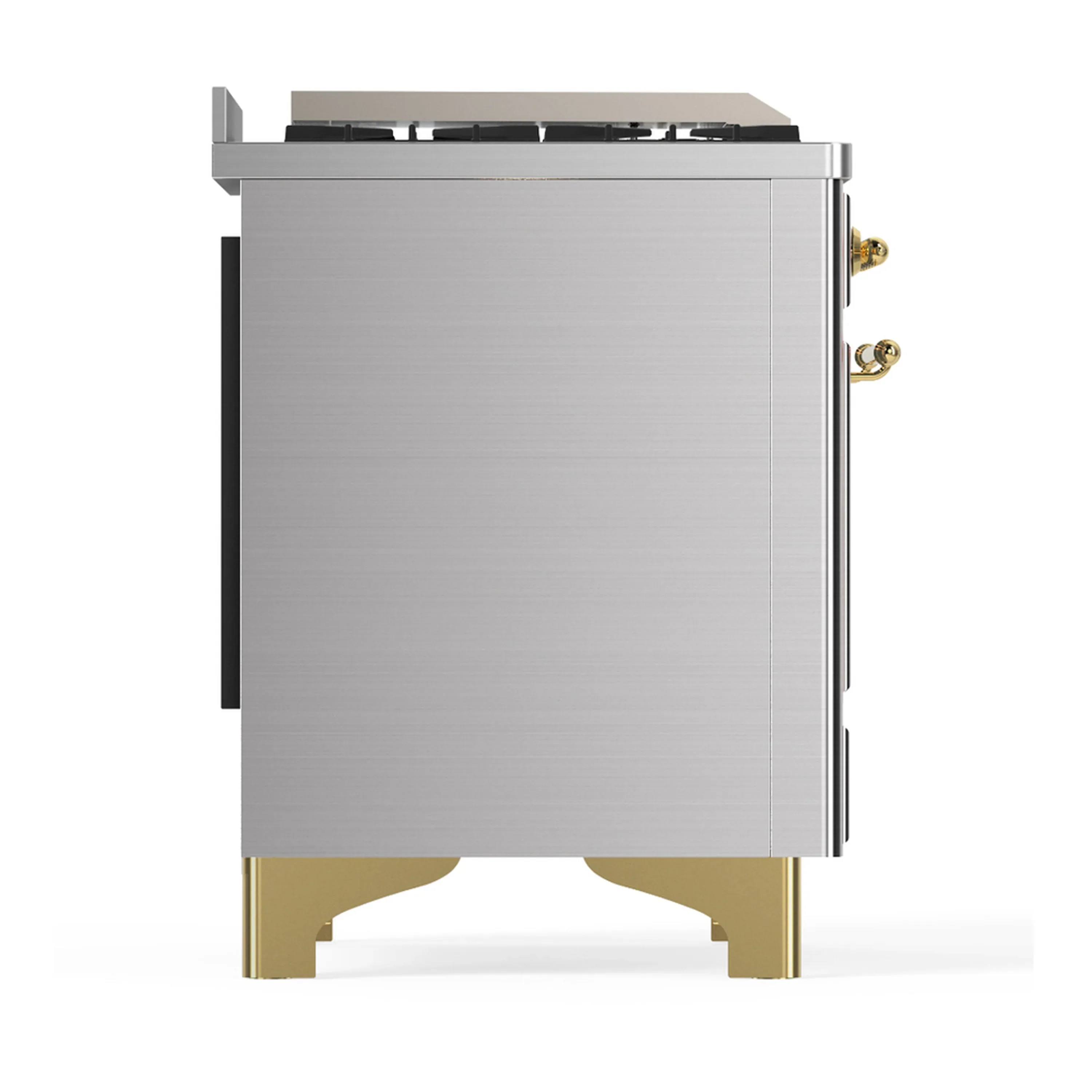 ILVE Majestic III 48-inch Dual Fuel Range with 5 Natural Gas Burner, Griddle, French Top and Triple Glass Door Electric Oven in Stainless Steel with Brass Trim (UM48FSNR3SSG) - Image 8