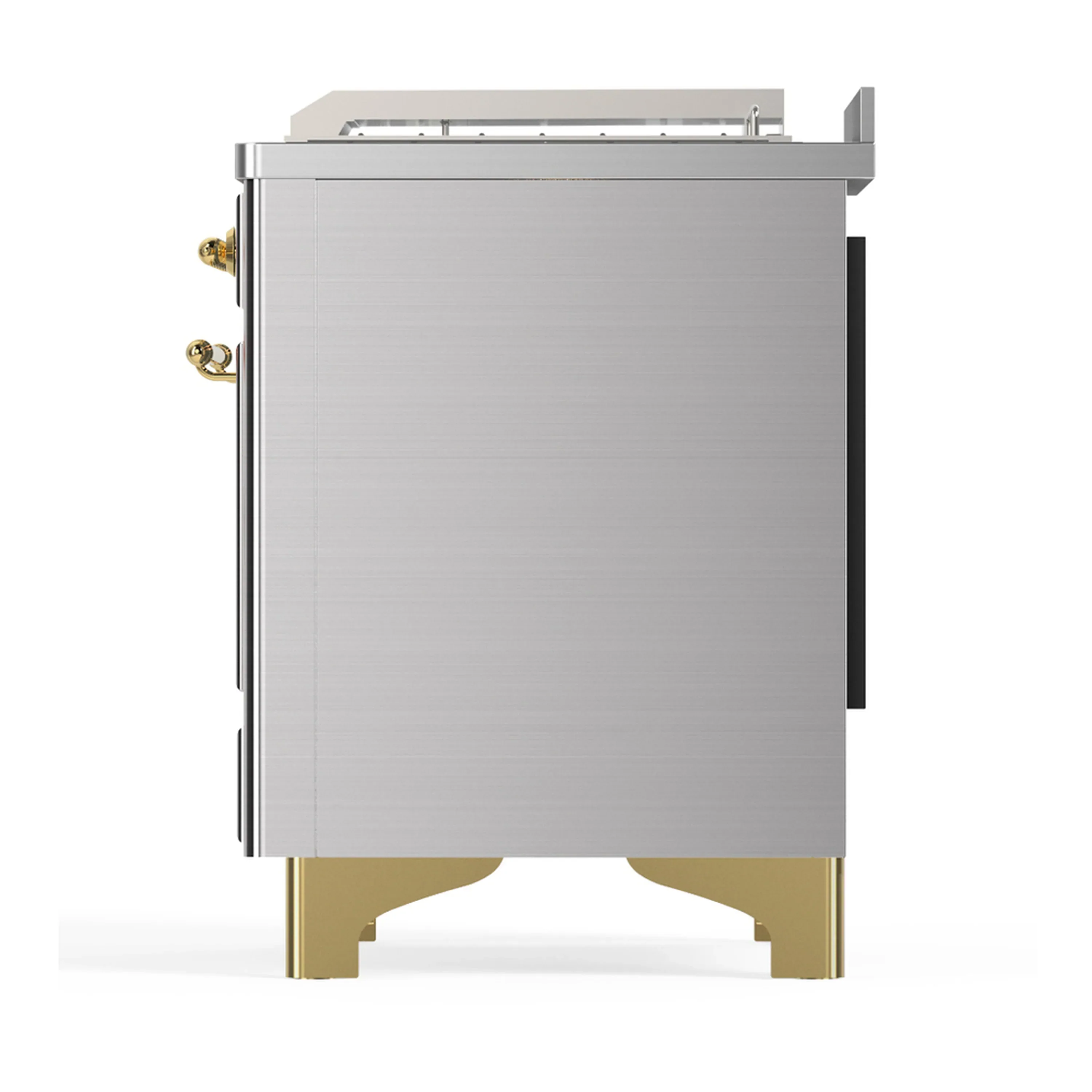 ILVE Majestic III 48-inch Dual Fuel Range with 5 Natural Gas Burner, Griddle, French Top and Triple Glass Door Electric Oven in Stainless Steel with Brass Trim (UM48FSNR3SSG) - Image 9