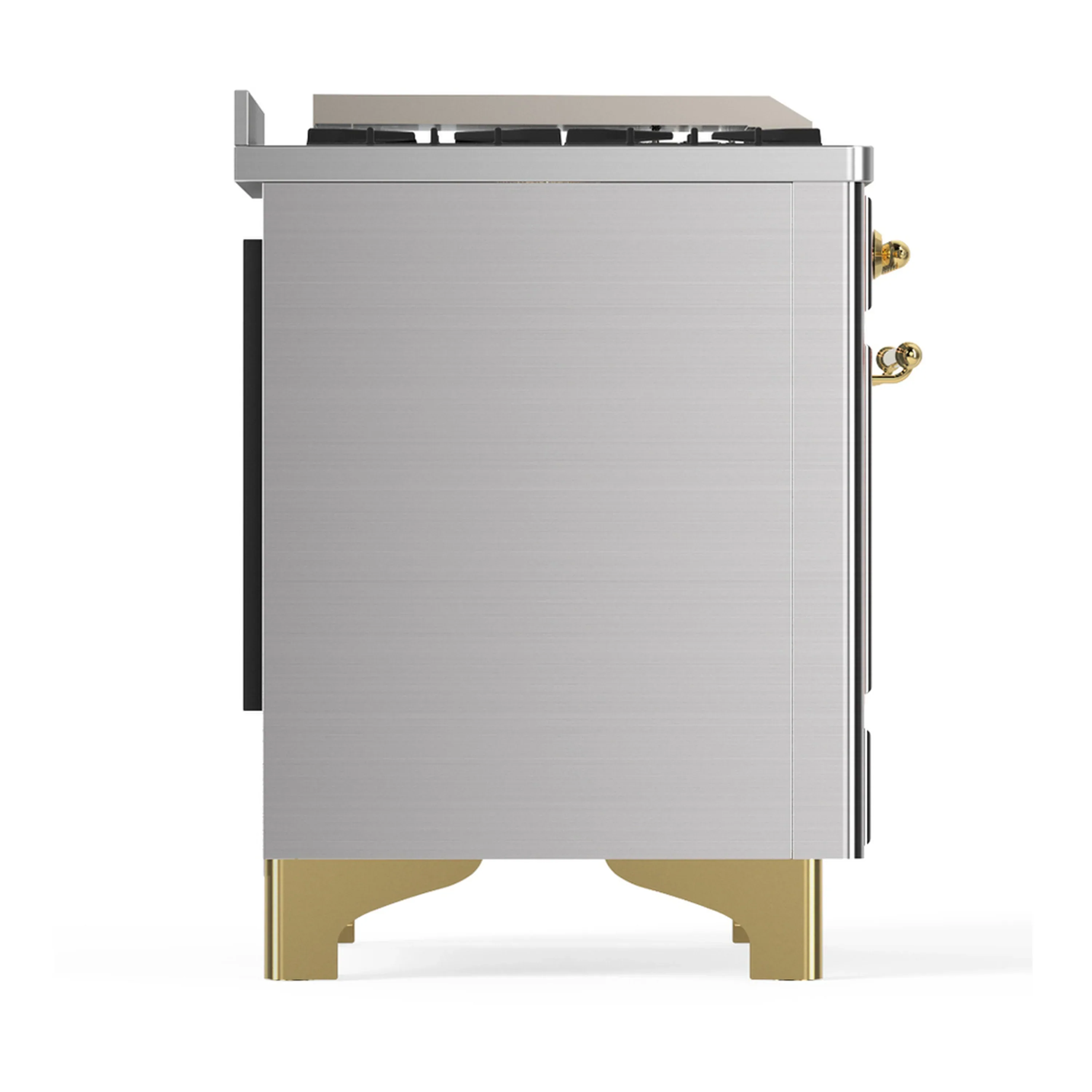 ILVE Majestic III 48-inch Dual Fuel Range with 5 Natural Gas Burner, Griddle, French Top and Solid Door Electric Oven in Stainless Steel with Brass Trim (UM48FSQNR3SSG) - Image 8