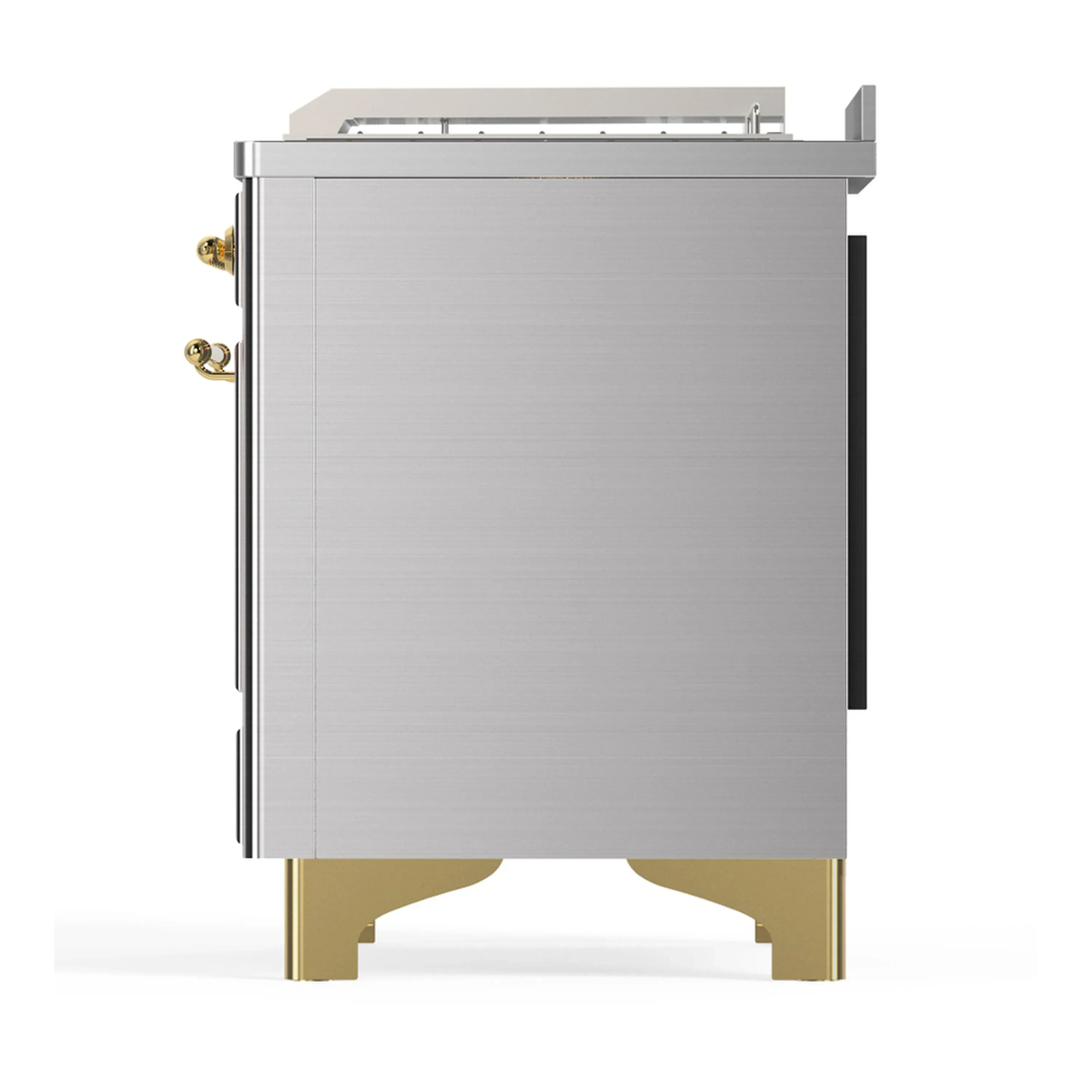 ILVE Majestic III 48-inch Dual Fuel Range with 5 Natural Gas Burner, Griddle, French Top and Solid Door Electric Oven in Stainless Steel with Brass Trim (UM48FSQNR3SSG) - Image 9