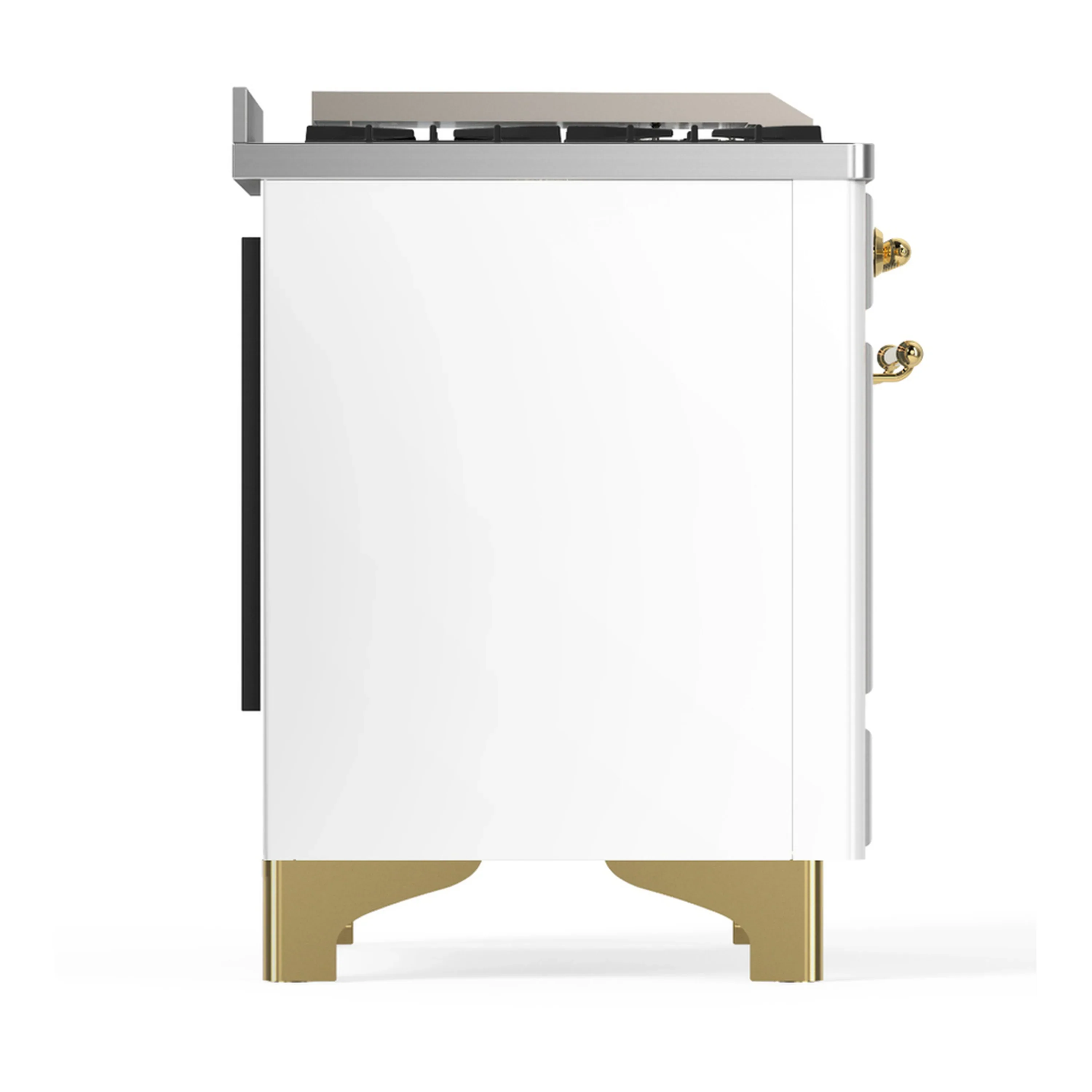 ILVE Majestic III 48-inch Dual Fuel Range with 5 Liquid Propane Burner, Griddle and Triple Glass Door Electric Oven in White with Brass Trim (UM48FNR3WHGLP) - Image 8