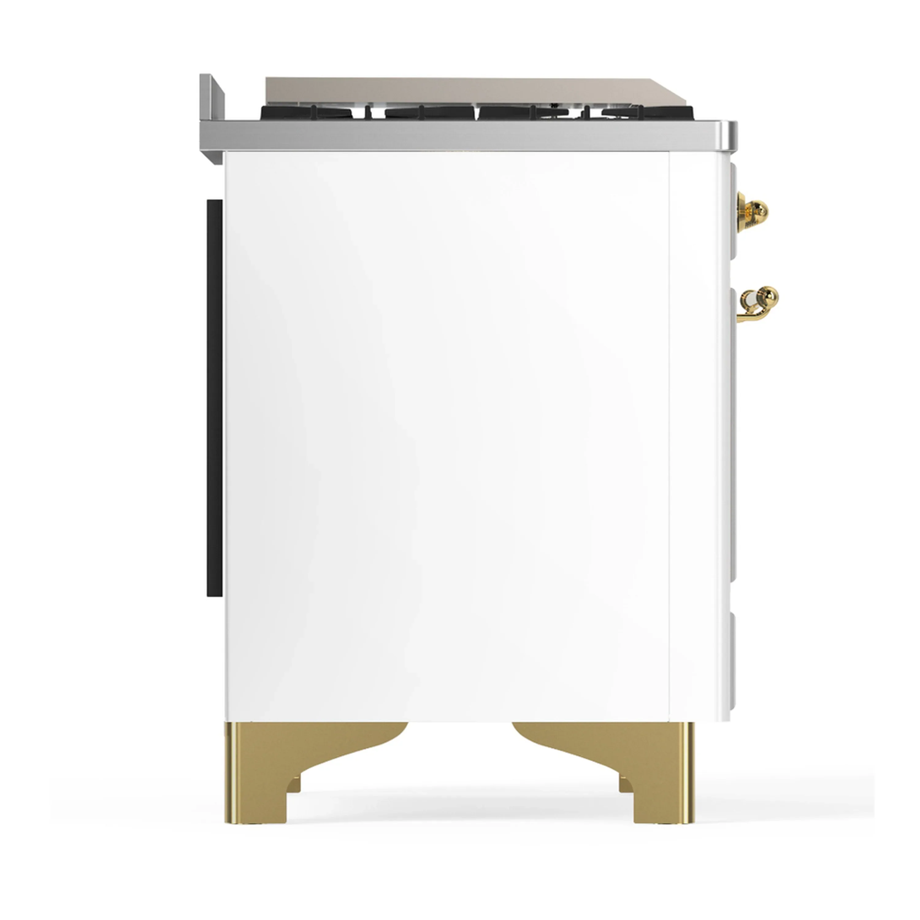 ILVE Majestic III 48-inch Dual Fuel Range with 5 Natural Gas Burner, Griddle, French Top and Solid Door Electric Oven in White with Brass Trim (UM48FSQNR3WHG) - Image 8