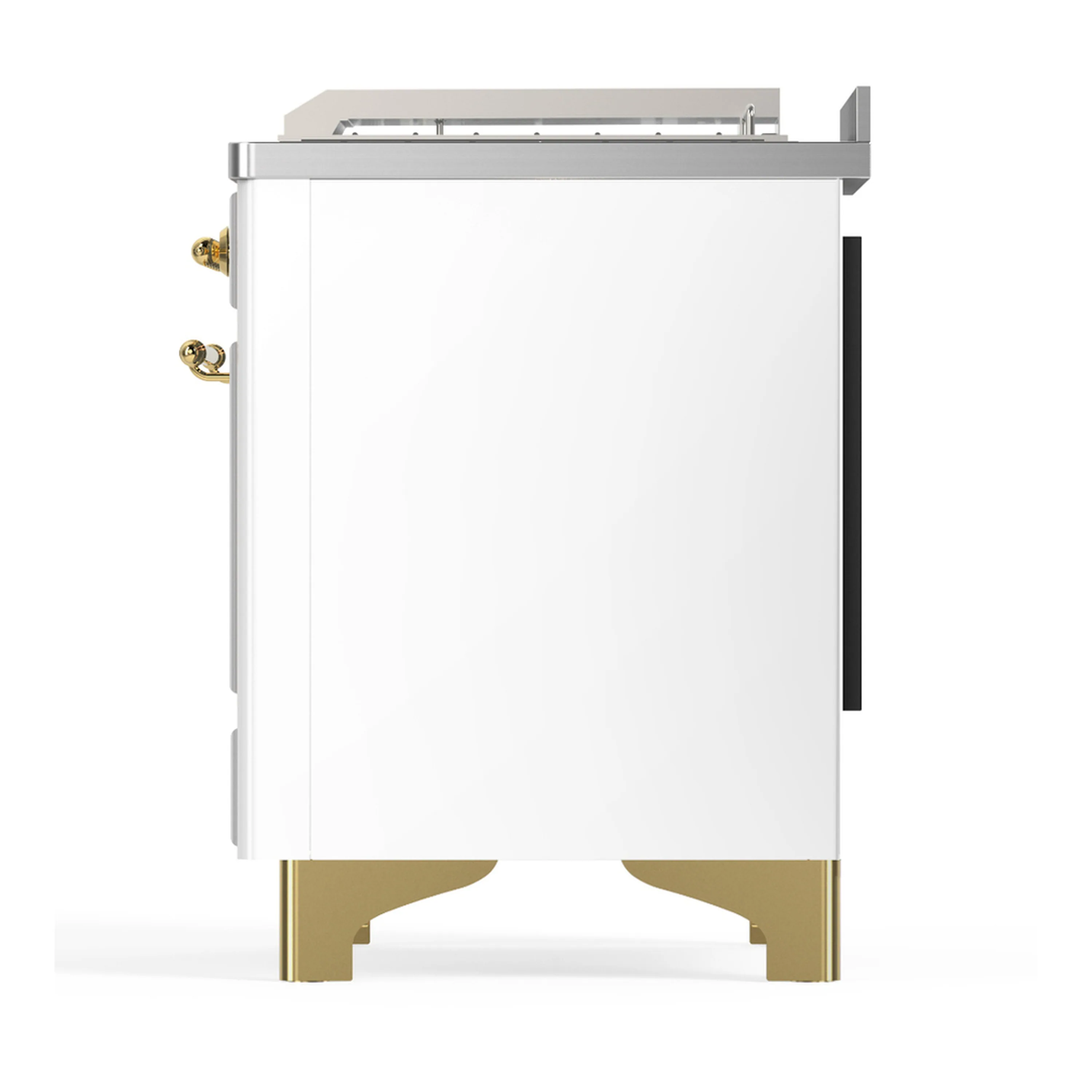 ILVE Majestic III 48-inch Dual Fuel Range with 5 Natural Gas Burner, Griddle, French Top and Solid Door Electric Oven in White with Brass Trim (UM48FSQNR3WHG) - Image 9