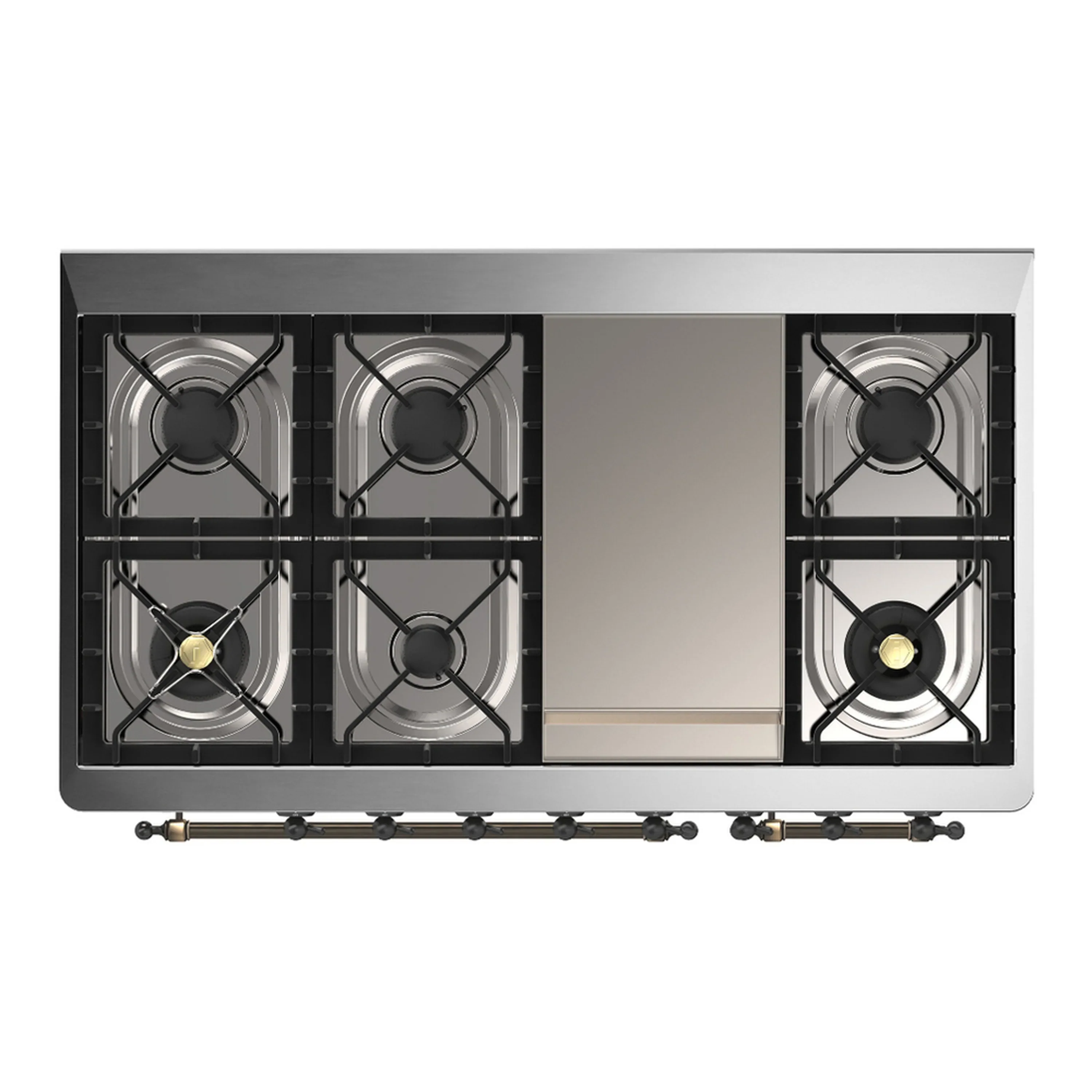ILVE Majestic III 48-inch Dual Fuel Range with 5 Natural Gas Burner, Griddle and Triple Glass Door Electric Oven in Blue Grey with Burnished Trim (UM48FNR3BGB) - Image 2