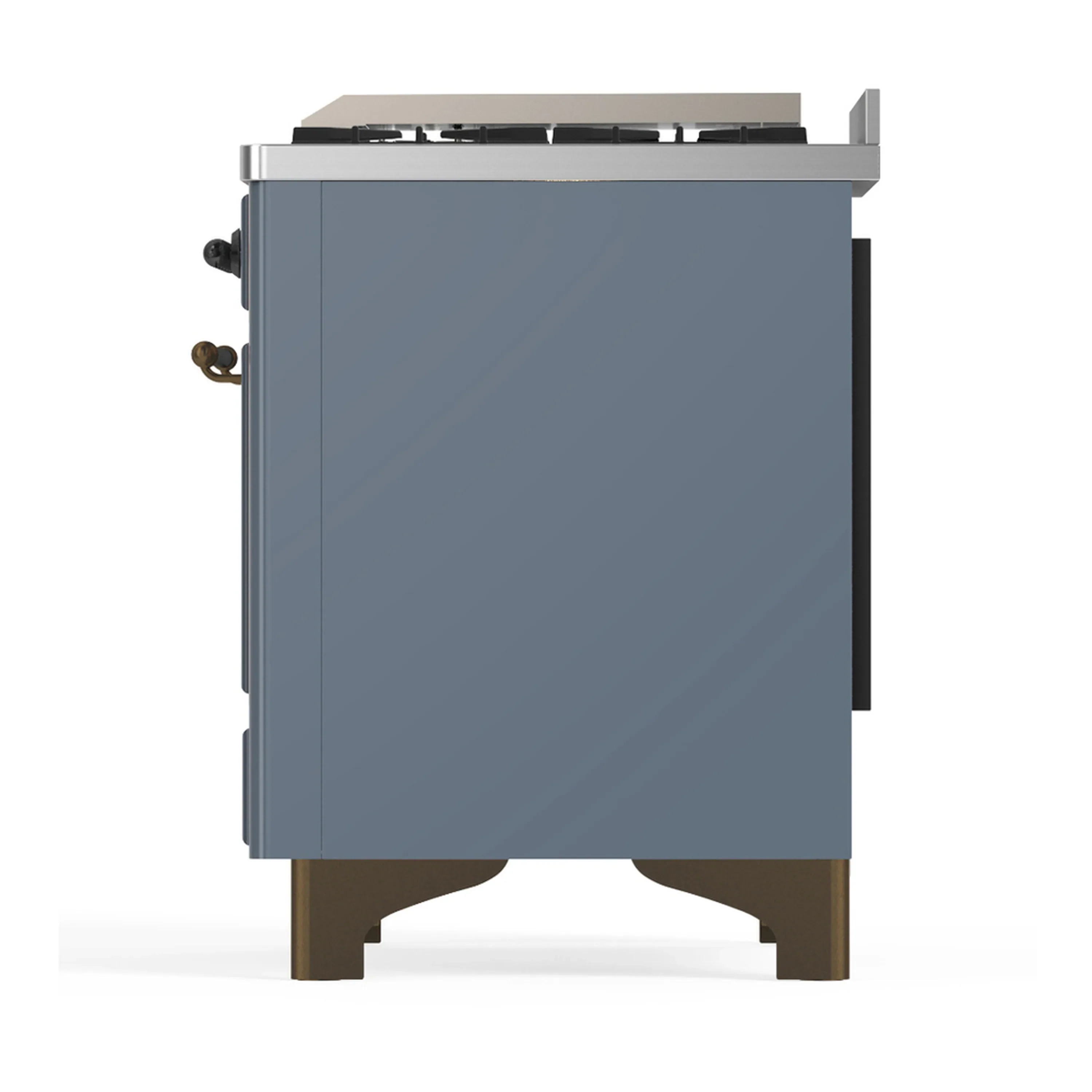 ILVE Majestic III 48-inch Dual Fuel Range with 5 Natural Gas Burner, Griddle and Solid Door Electric Oven in Blue Grey with Burnished Trim (UM48FQNR3BGB) - Image 9