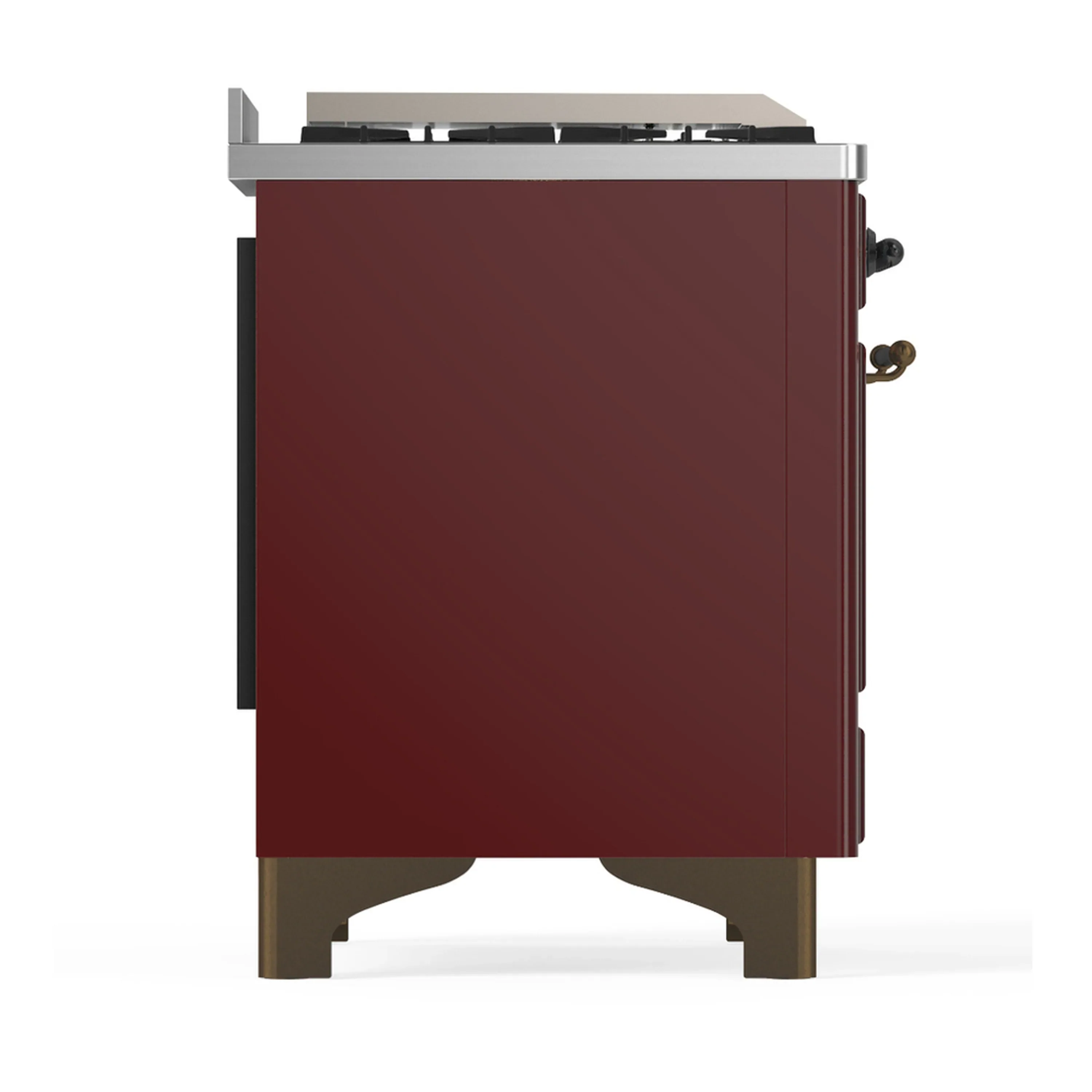 ILVE Majestic III 48-inch Dual Fuel Range with 5 Natural Gas Burner, Griddle and Triple Glass Door Electric Oven in Burgundy with Burnished Trim (UM48FNR3BUB) - Image 8