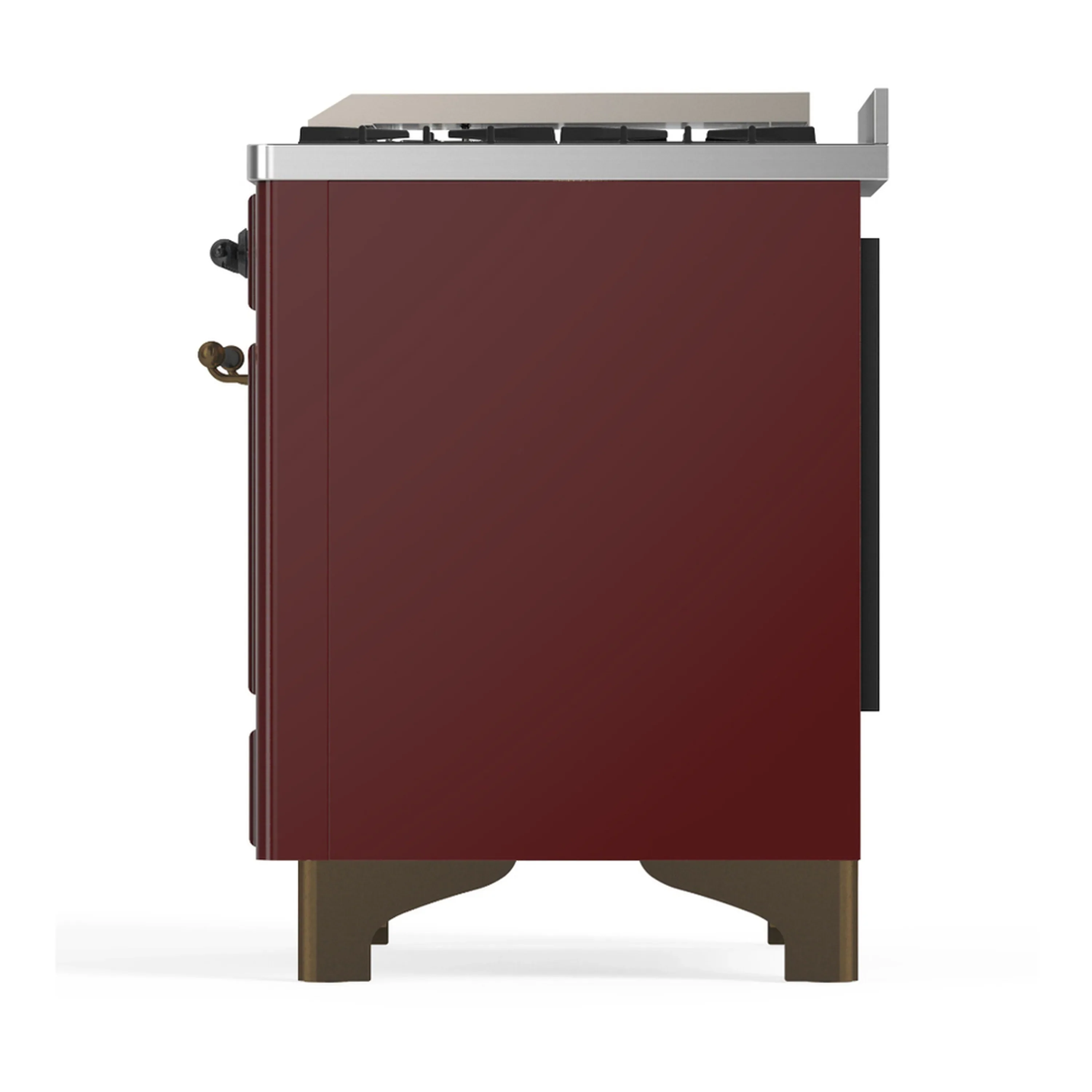ILVE Majestic III 48-inch Dual Fuel Range with 5 Natural Gas Burner, Griddle and Triple Glass Door Electric Oven in Burgundy with Burnished Trim (UM48FNR3BUB) - Image 9