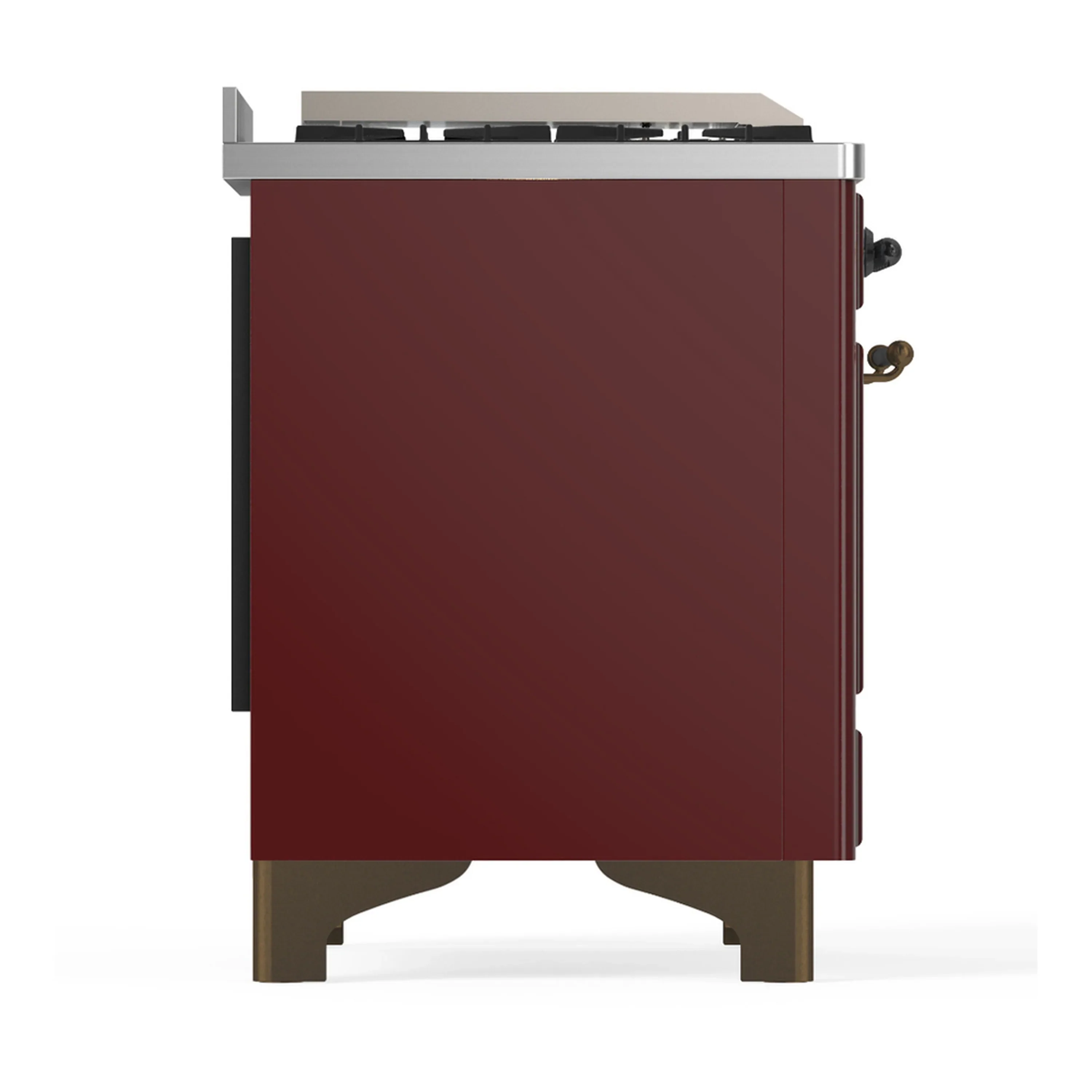 ILVE Majestic III 48-inch Dual Fuel Range with 5 Natural Gas Burner, Griddle and Solid Door Electric Oven in Burgundy with Burnished Trim (UM48FQNR3BUB) - Image 8
