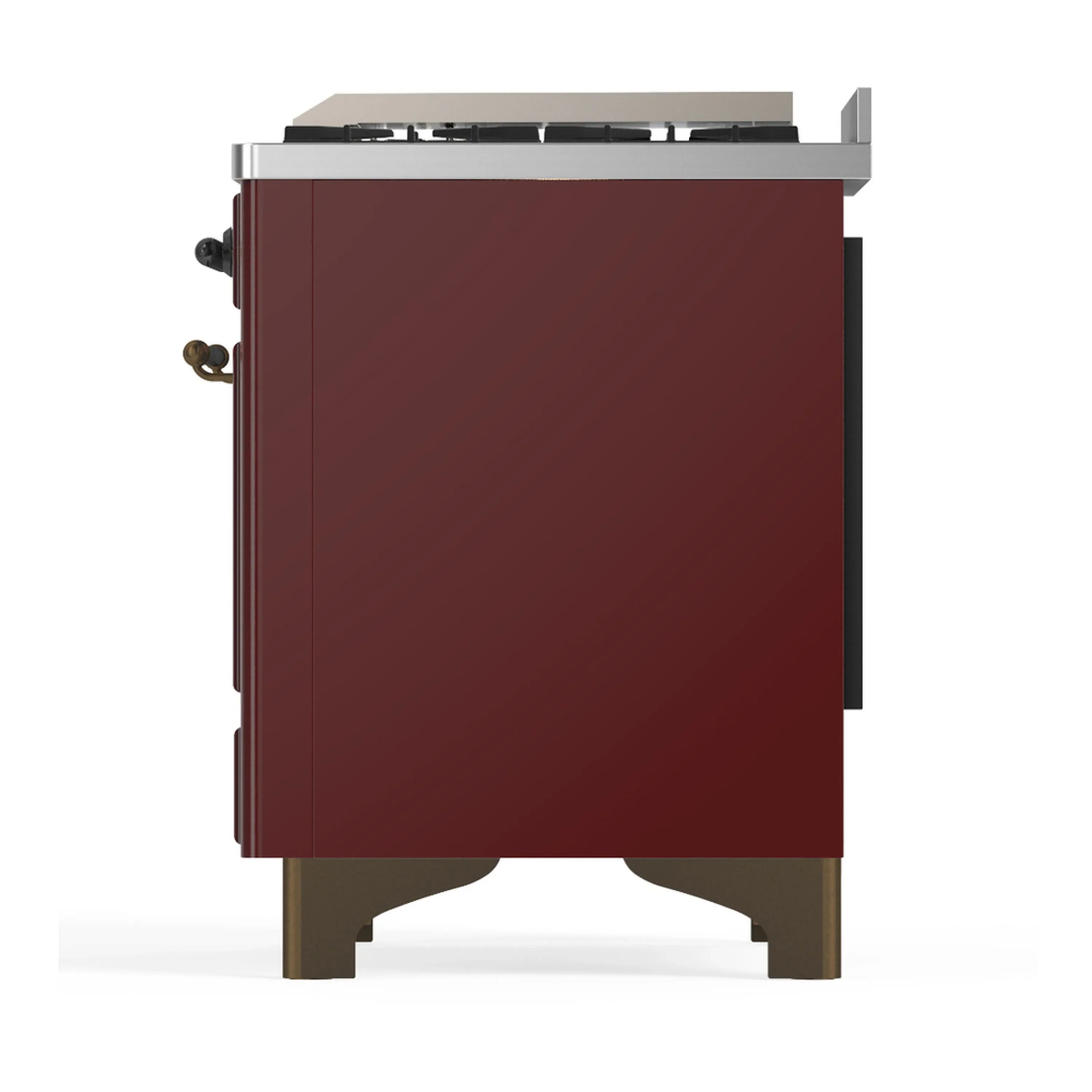ILVE Majestic III 48-inch Dual Fuel Range with 5 Natural Gas Burner, Griddle and Solid Door Electric Oven in Burgundy with Burnished Trim (UM48FQNR3BUB) - Image 9