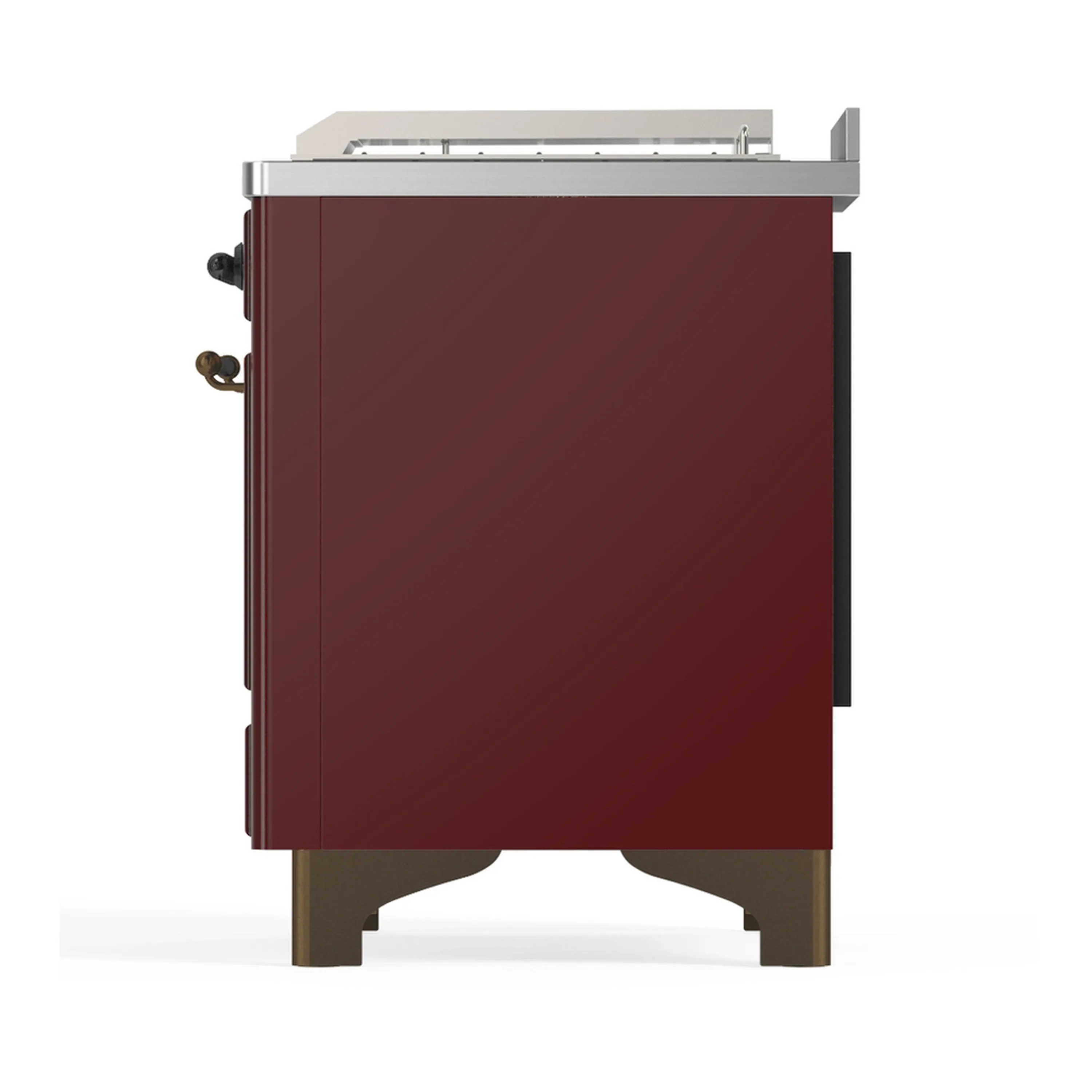 ILVE Majestic III 48-inch Dual Fuel Range with 5 Natural Gas Burner, Griddle, French Top and Triple Glass Door Electric Oven in Burgundy with Burnished Trim (UM48FSNR3BUB) - Image 8