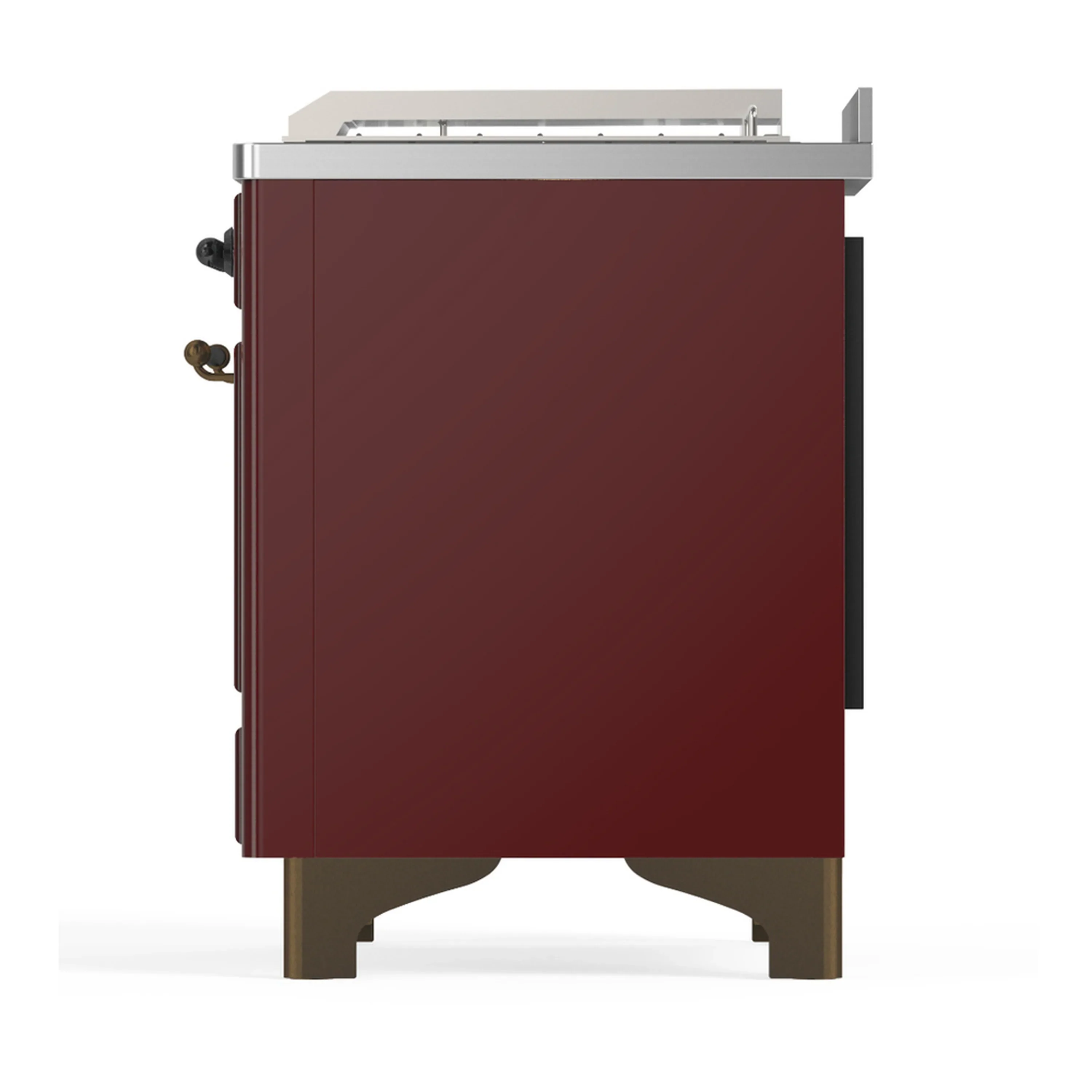 ILVE Majestic III 48-inch Dual Fuel Range with 5 Natural Gas Burner, Griddle, French Top and Solid Door Electric Oven in Burgundy with Burnished Trim (UM48FSQNR3BUB) - Image 9
