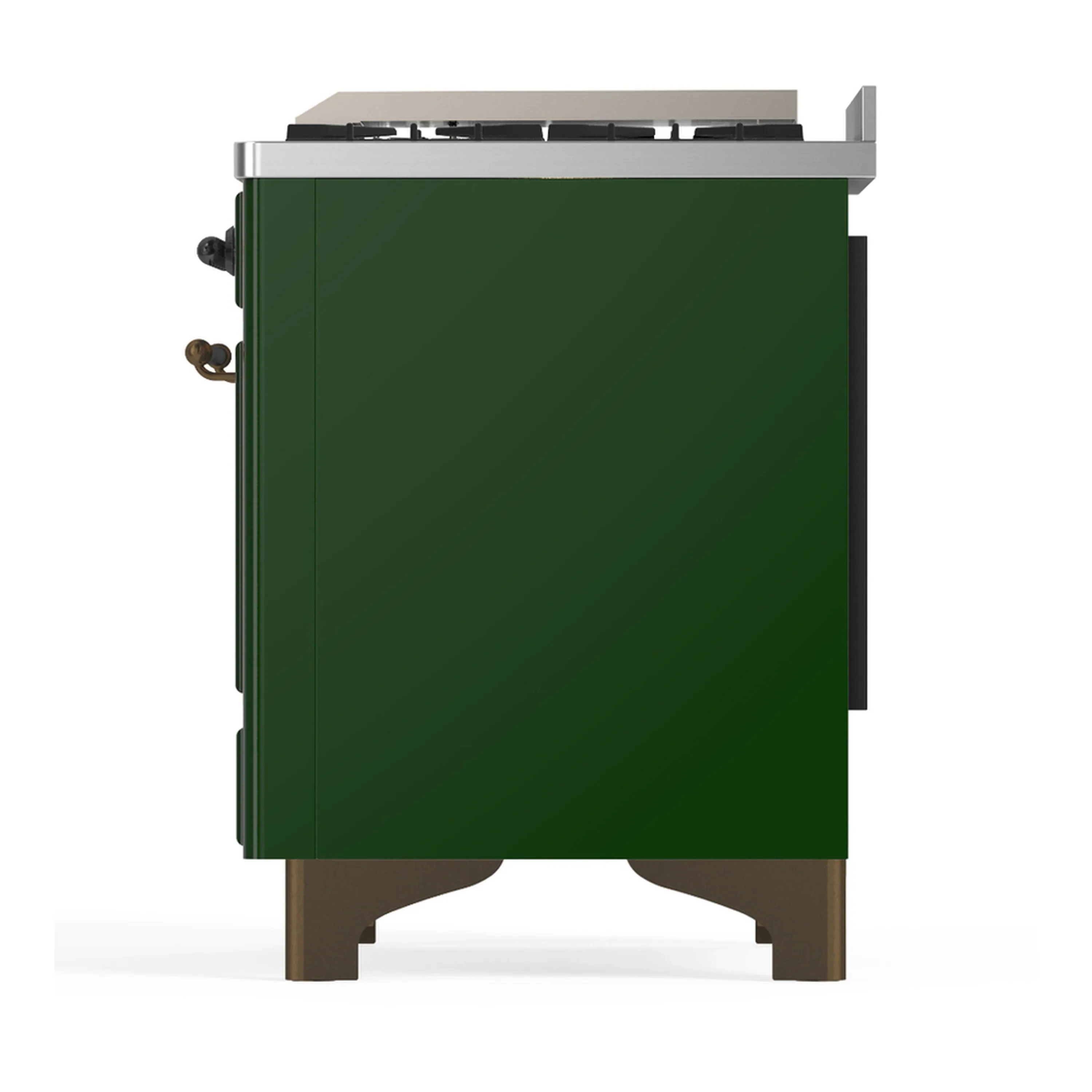 ILVE Majestic III 48-inch Dual Fuel Range with 5 Natural Gas Burner, Griddle and Solid Door Electric Oven in Emerald Green with Burnished Trim (UM48FQNR3EGB) - Image 9