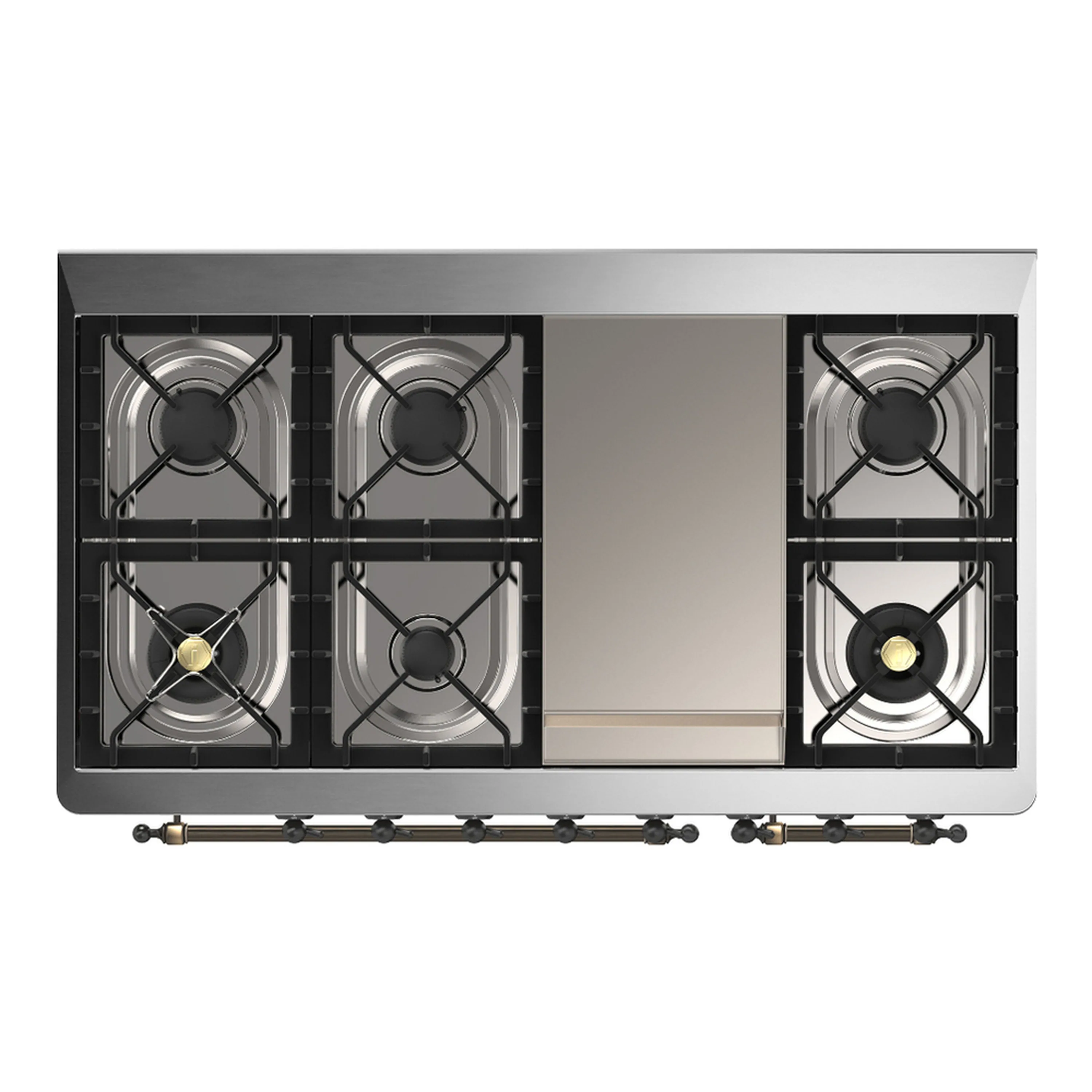 ILVE Majestic III 48-inch Dual Fuel Range with 5 Liquid Propane Burner, Griddle and Triple Glass Door Electric Oven in Glossy Black with Burnished Trim (UM48FNR3BKBLP) - Image 2