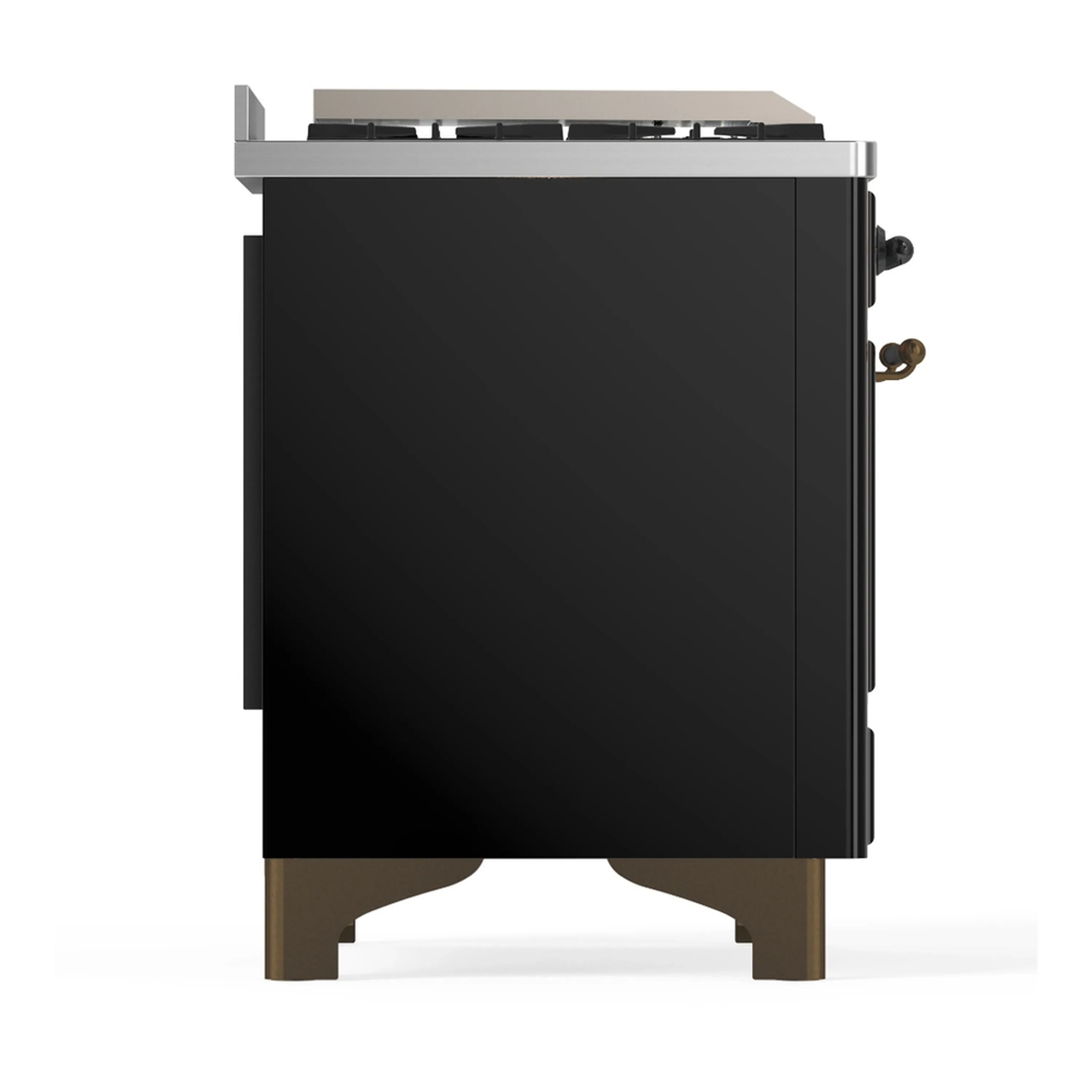ILVE Majestic III 48-inch Dual Fuel Range with 5 Liquid Propane Burner, Griddle and Triple Glass Door Electric Oven in Glossy Black with Burnished Trim (UM48FNR3BKBLP) - Image 8